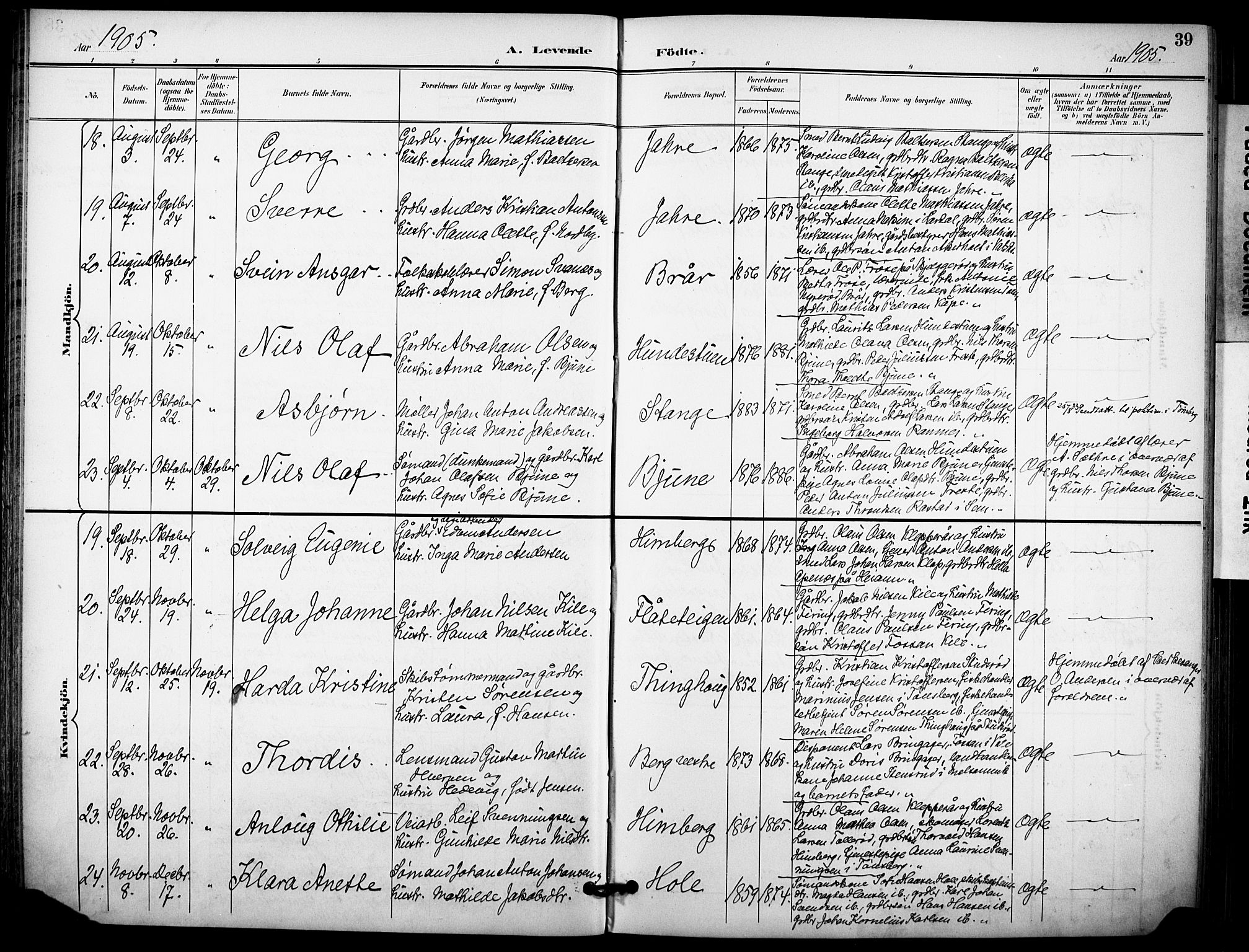 Ramnes kirkebøker, SAKO/A-314/F/Fa/L0008: Parish register (official) no. I 8, 1896-1913, p. 39