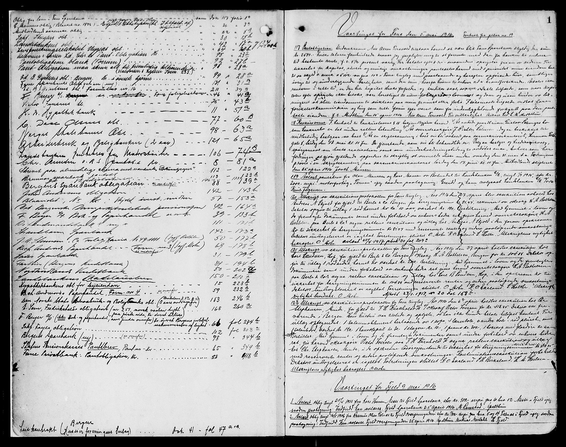 Midhordland sorenskriveri, AV/SAB-A-3001/1/G/Gb/Gbb/L0020a: Mortgage book no. II.B.b.20a, 1916-1917, p. 1