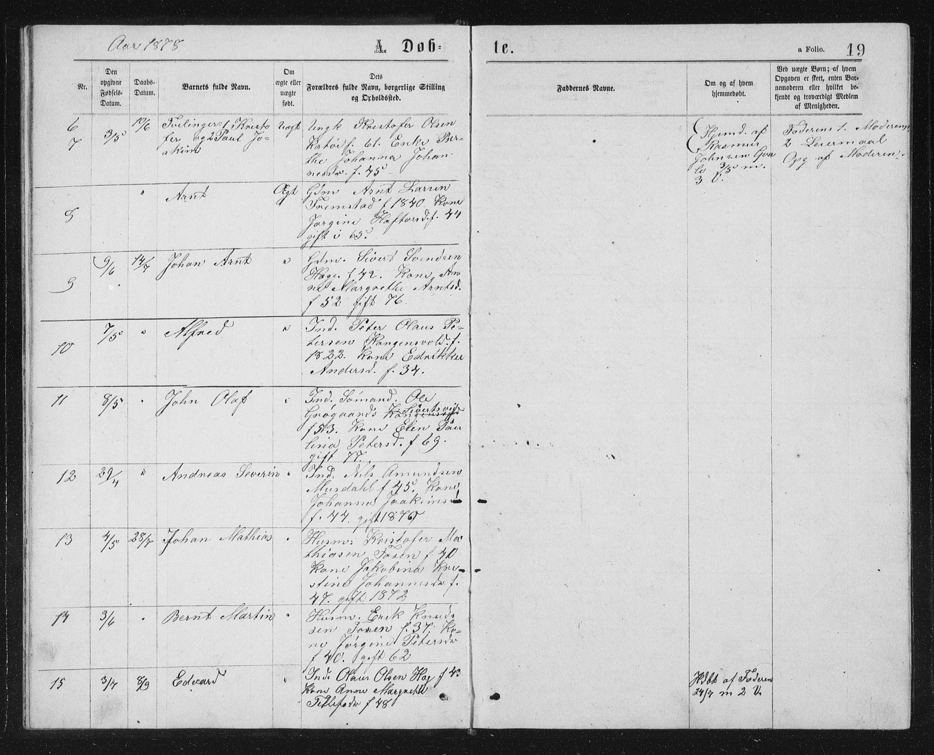Ministerialprotokoller, klokkerbøker og fødselsregistre - Sør-Trøndelag, SAT/A-1456/662/L0756: Parish register (copy) no. 662C01, 1869-1891, p. 19