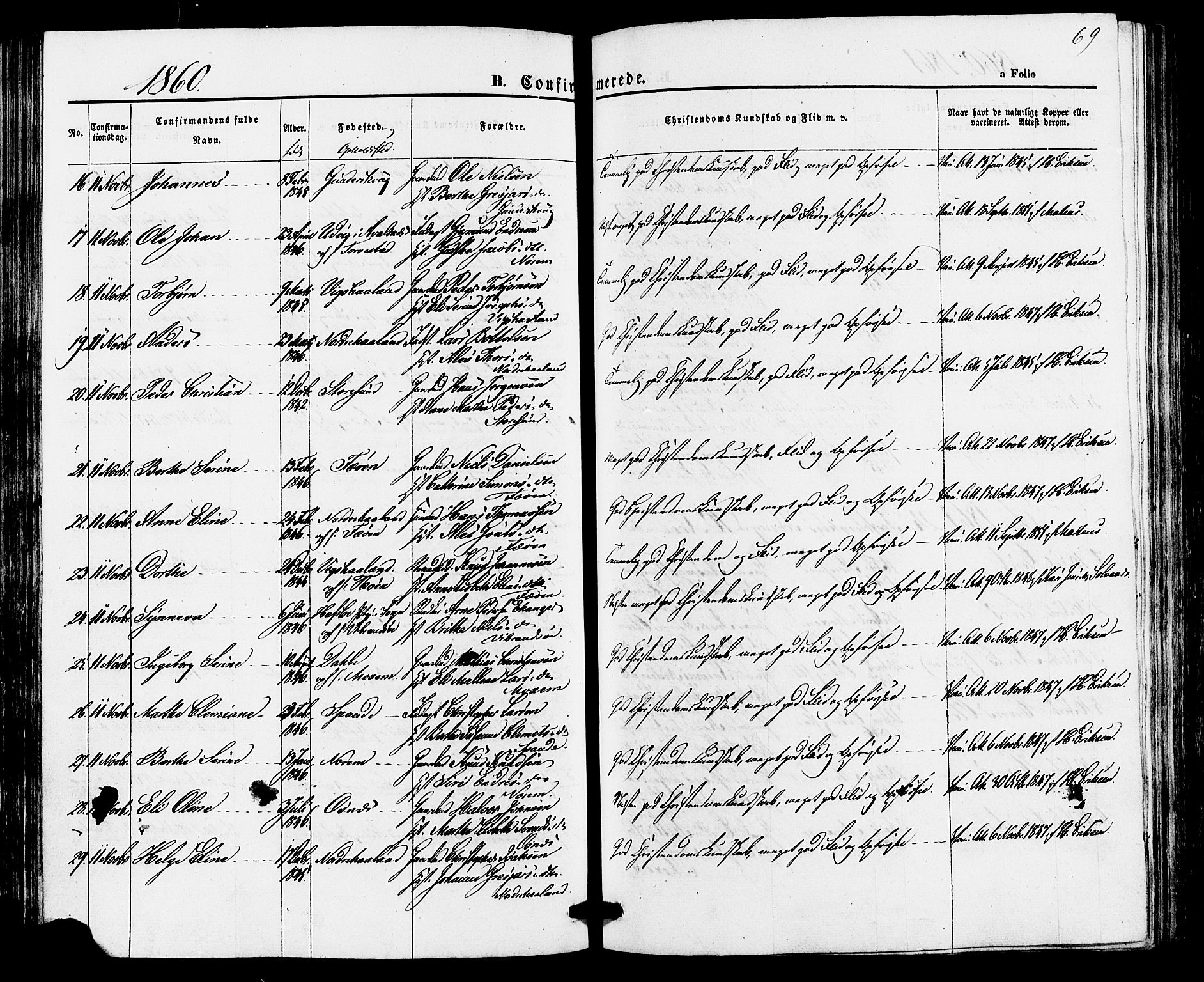 Torvastad sokneprestkontor, AV/SAST-A -101857/H/Ha/Haa/L0010: Parish register (official) no. A 10, 1857-1878, p. 69