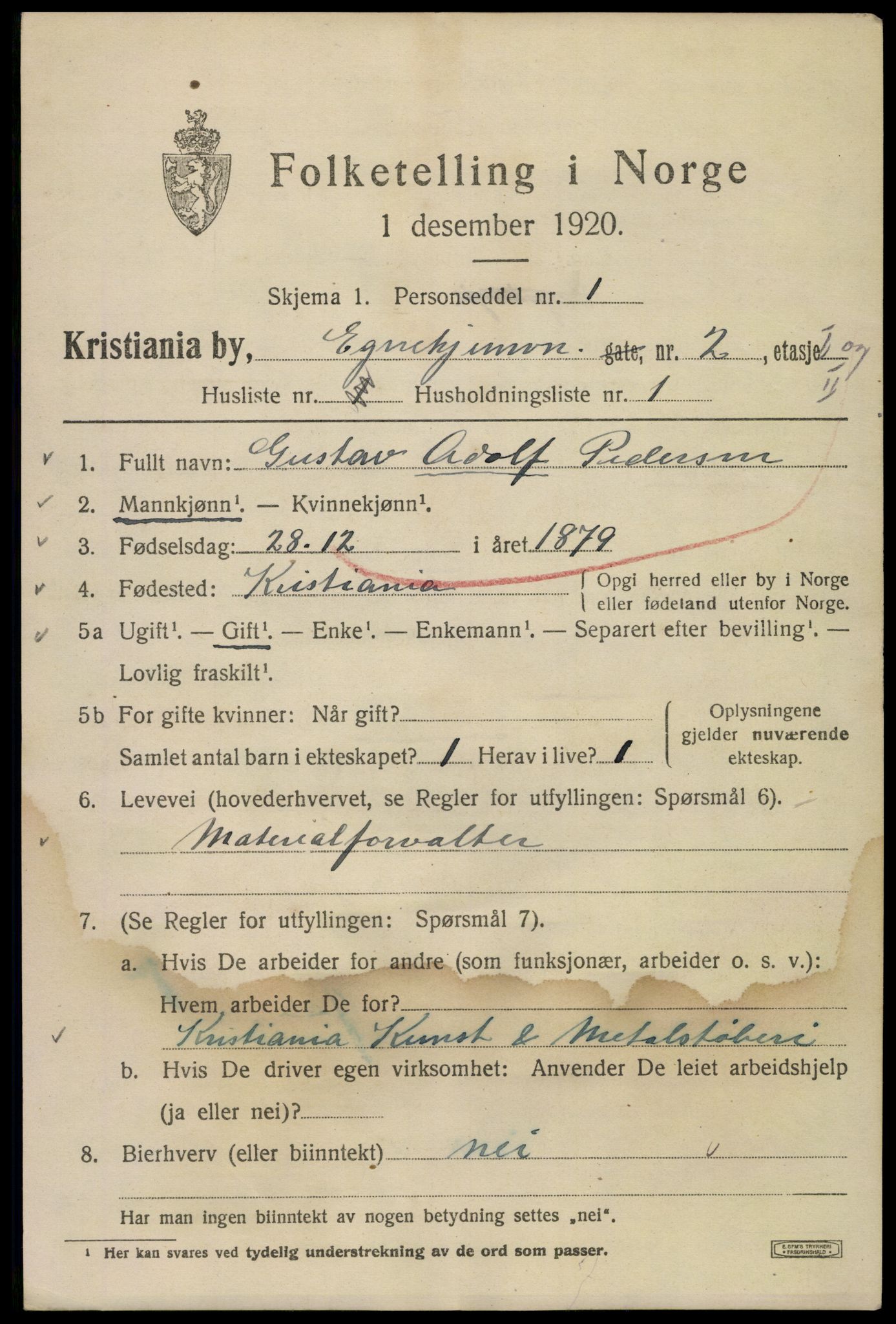 SAO, 1920 census for Kristiania, 1920, p. 209861