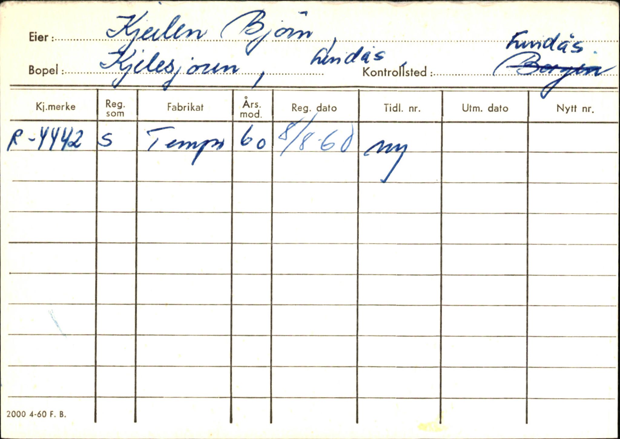 Statens vegvesen, Hordaland vegkontor, AV/SAB-A-5201/2/Ha/L0029: R-eierkort K, 1920-1971, p. 9