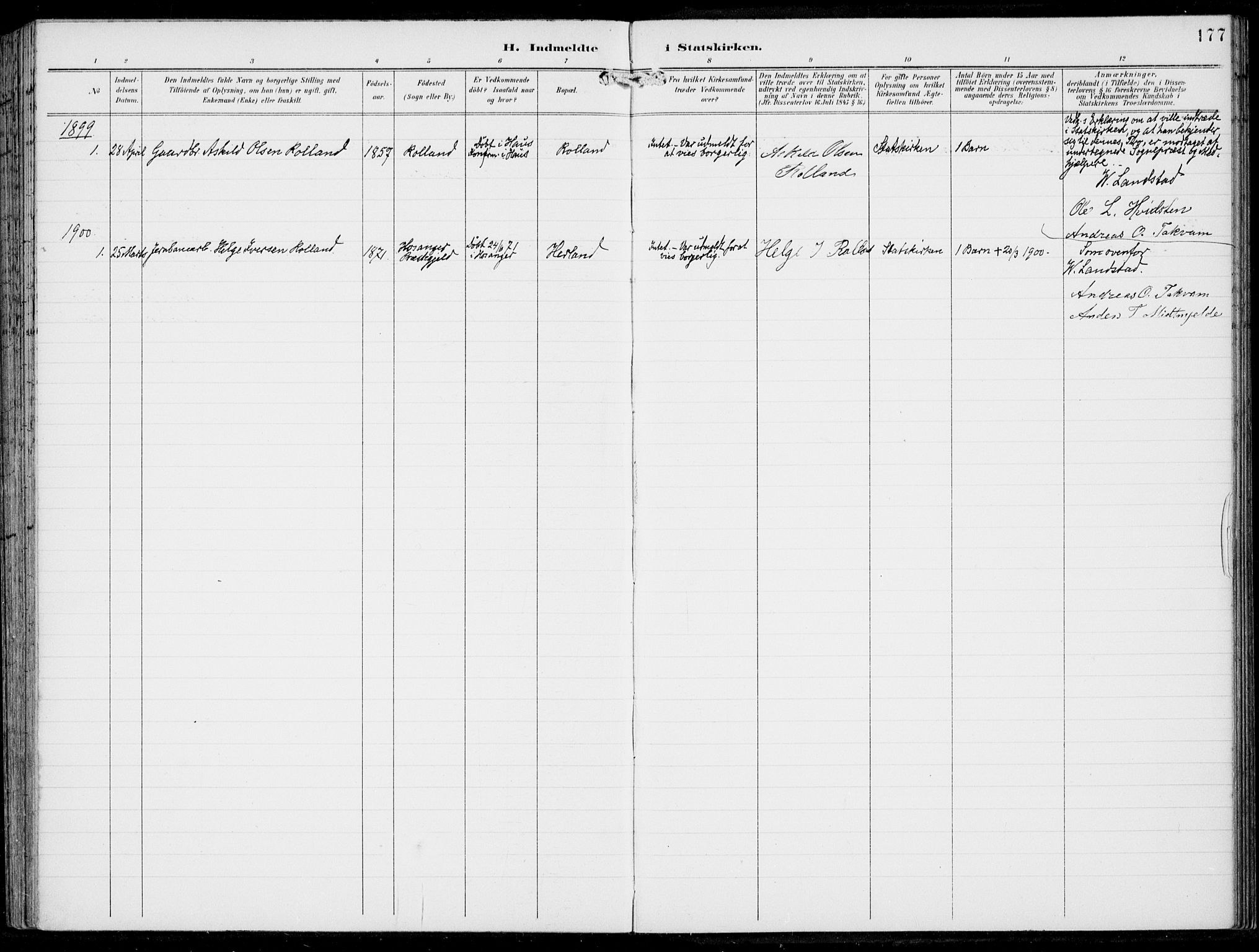 Haus sokneprestembete, SAB/A-75601/H/Haa: Parish register (official) no. B  2, 1899-1912, p. 177