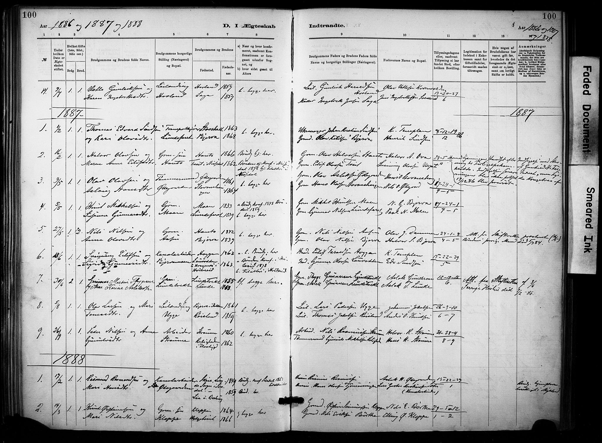 Lunde kirkebøker, SAKO/A-282/F/Fa/L0002: Parish register (official) no. I 2, 1884-1892, p. 100