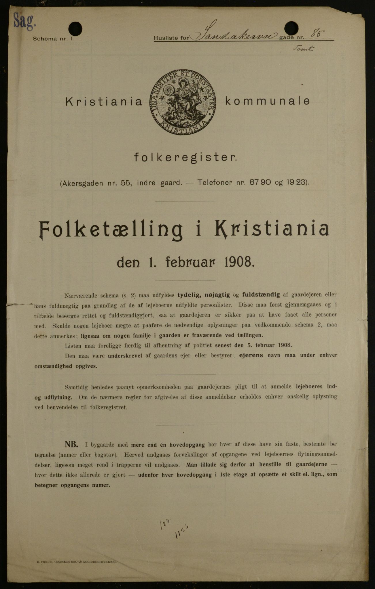 OBA, Municipal Census 1908 for Kristiania, 1908, p. 78782