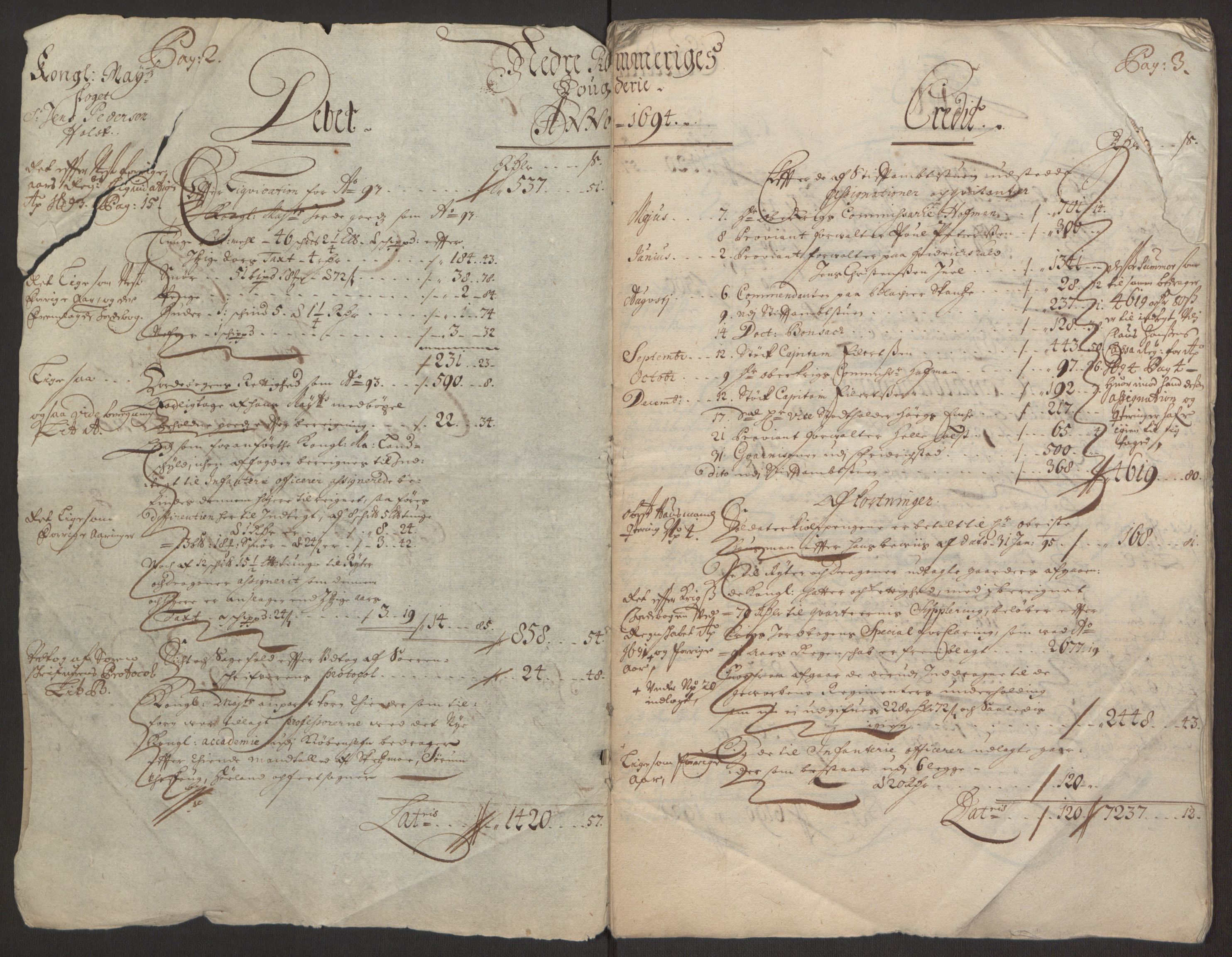 Rentekammeret inntil 1814, Reviderte regnskaper, Fogderegnskap, RA/EA-4092/R11/L0579: Fogderegnskap Nedre Romerike, 1694-1695, p. 5