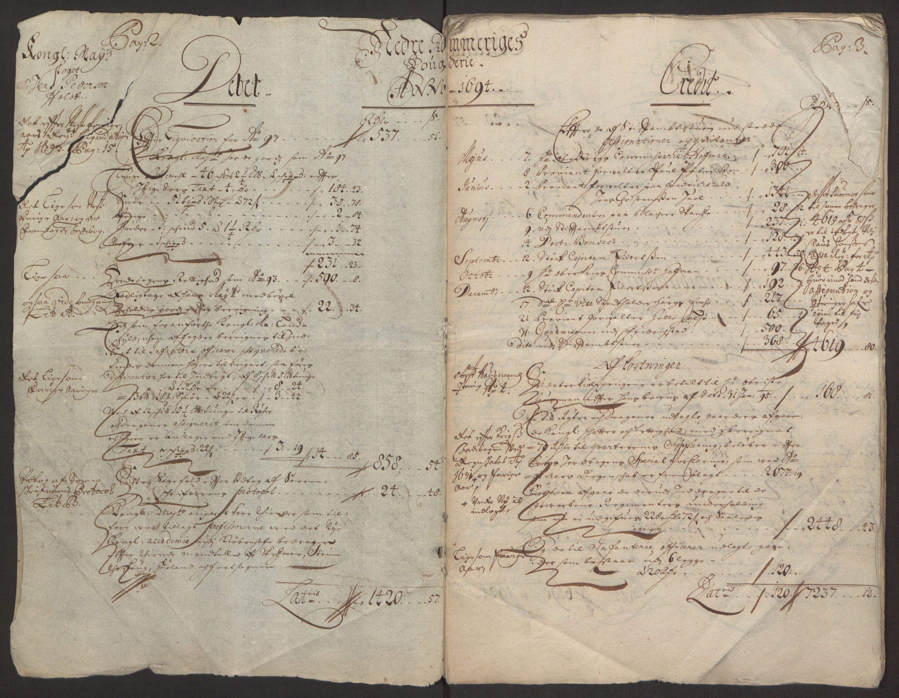 Rentekammeret inntil 1814, Reviderte regnskaper, Fogderegnskap, AV/RA-EA-4092/R11/L0579: Fogderegnskap Nedre Romerike, 1694-1695, p. 5