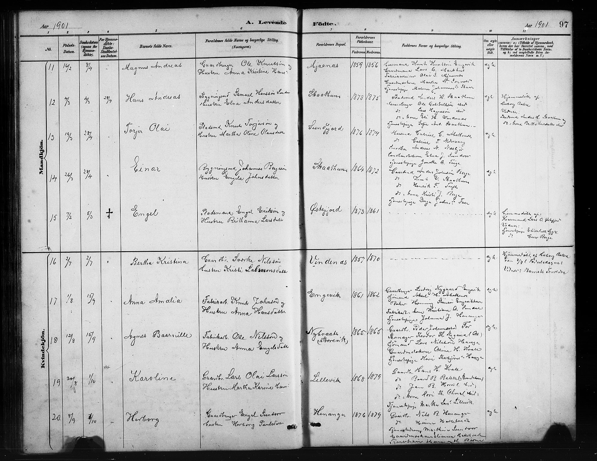 Fusa sokneprestembete, AV/SAB-A-75401/H/Hab: Parish register (copy) no. C 2, 1886-1926, p. 97