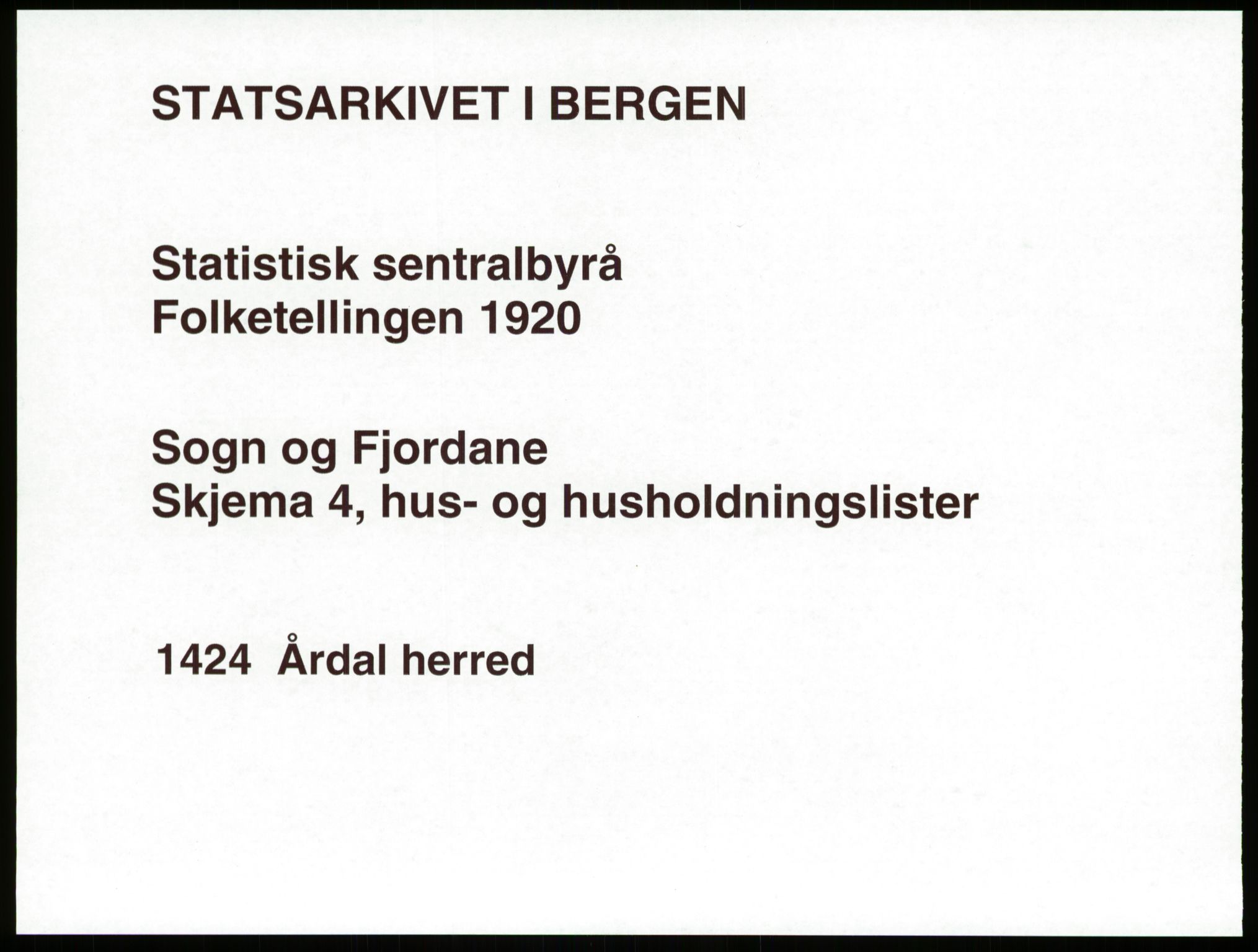 SAB, 1920 census for Årdal, 1920, p. 30