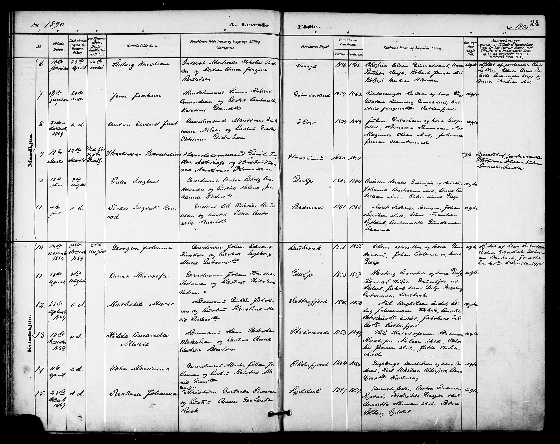 Ministerialprotokoller, klokkerbøker og fødselsregistre - Nordland, AV/SAT-A-1459/876/L1097: Parish register (official) no. 876A03, 1886-1896, p. 24