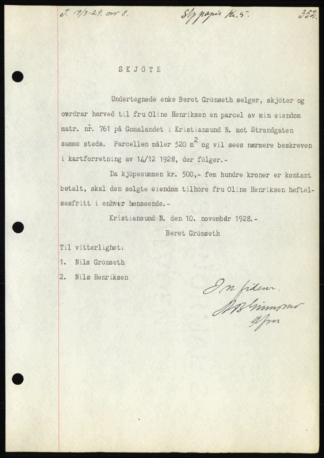 Kristiansund byfogd, AV/SAT-A-4587/A/27: Mortgage book no. 22, 1928-1929, Deed date: 19.03.1929