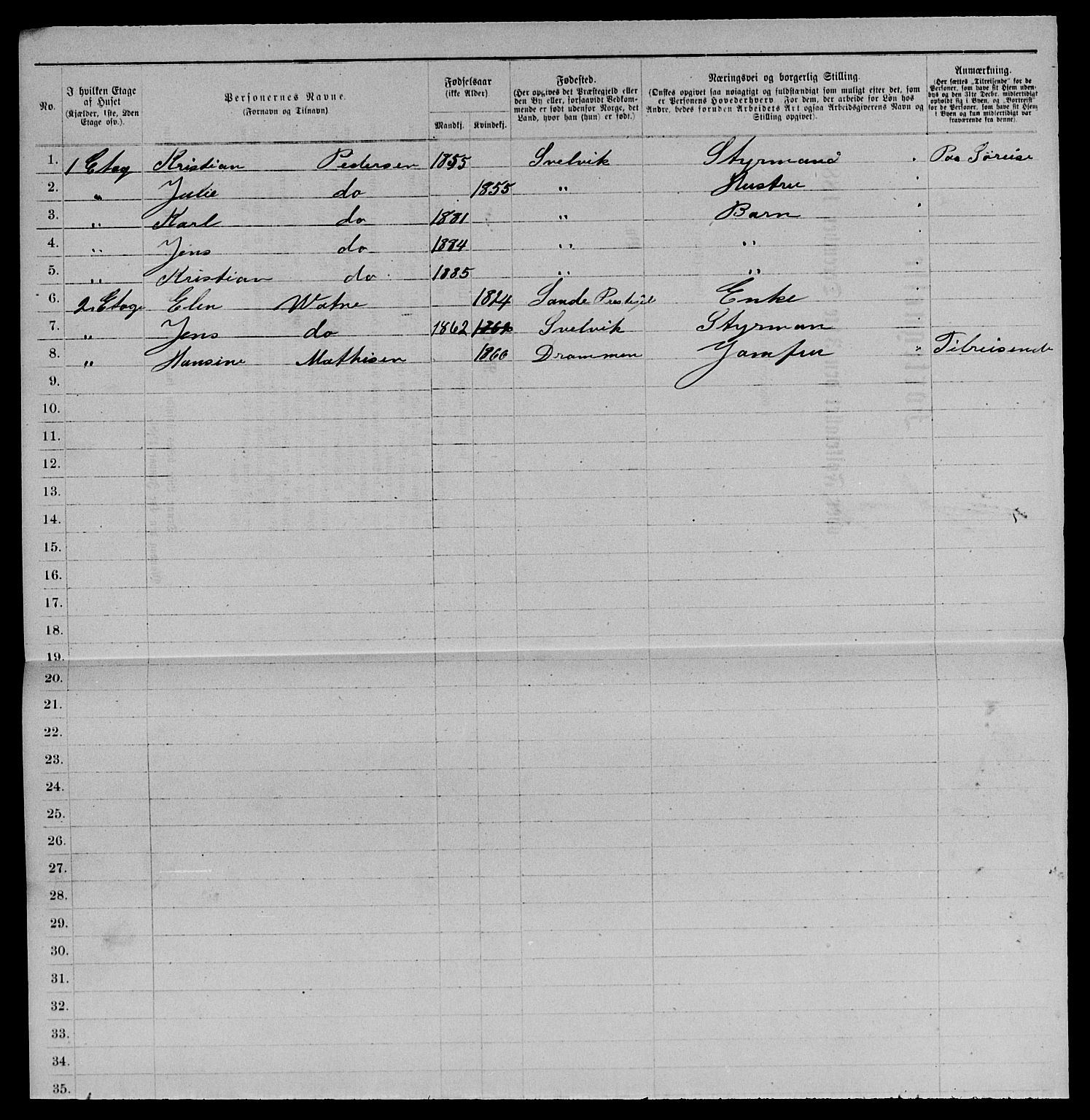 SAKO, 1885 census for 0701 Svelvik, 1885, p. 423