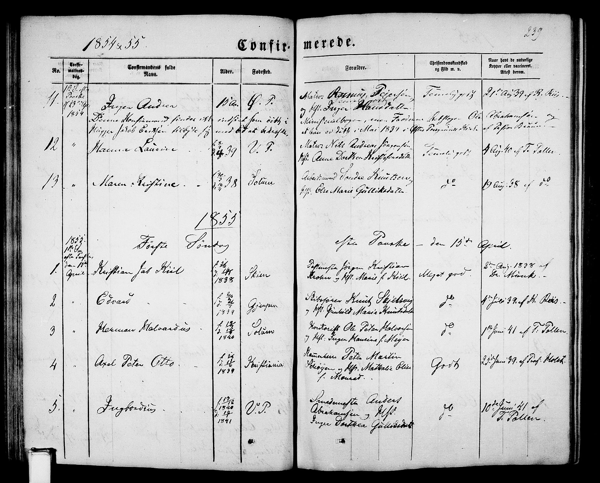 Porsgrunn kirkebøker , SAKO/A-104/G/Gb/L0004: Parish register (copy) no. II 4, 1853-1882, p. 239