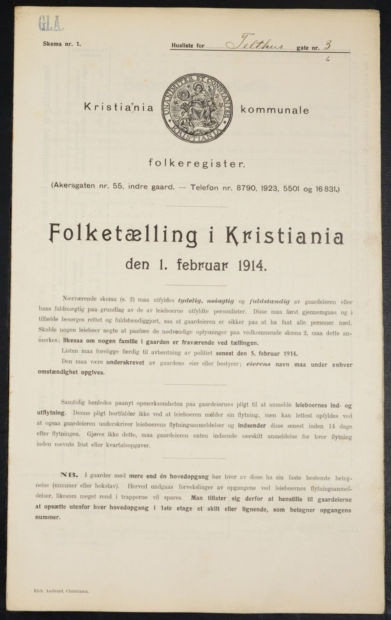 OBA, Municipal Census 1914 for Kristiania, 1914, p. 108423