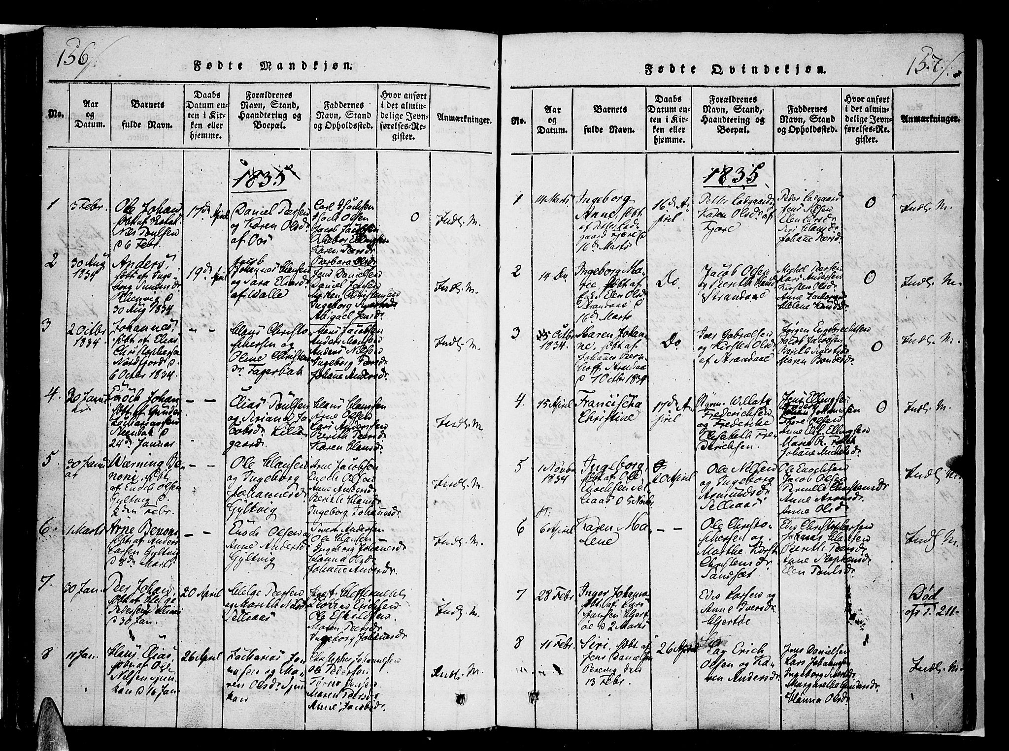 Ministerialprotokoller, klokkerbøker og fødselsregistre - Nordland, AV/SAT-A-1459/853/L0768: Parish register (official) no. 853A07, 1821-1836, p. 156-157