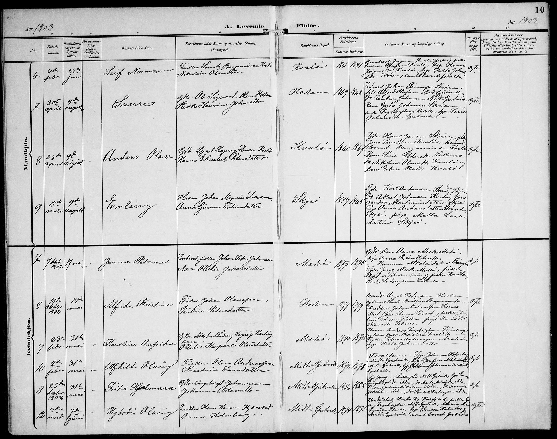 Ministerialprotokoller, klokkerbøker og fødselsregistre - Nord-Trøndelag, SAT/A-1458/788/L0698: Parish register (official) no. 788A05, 1902-1921, p. 10