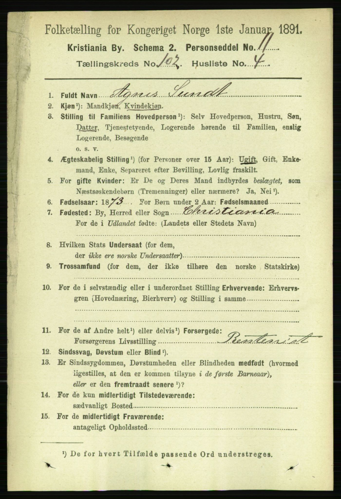 RA, 1891 census for 0301 Kristiania, 1891, p. 50730