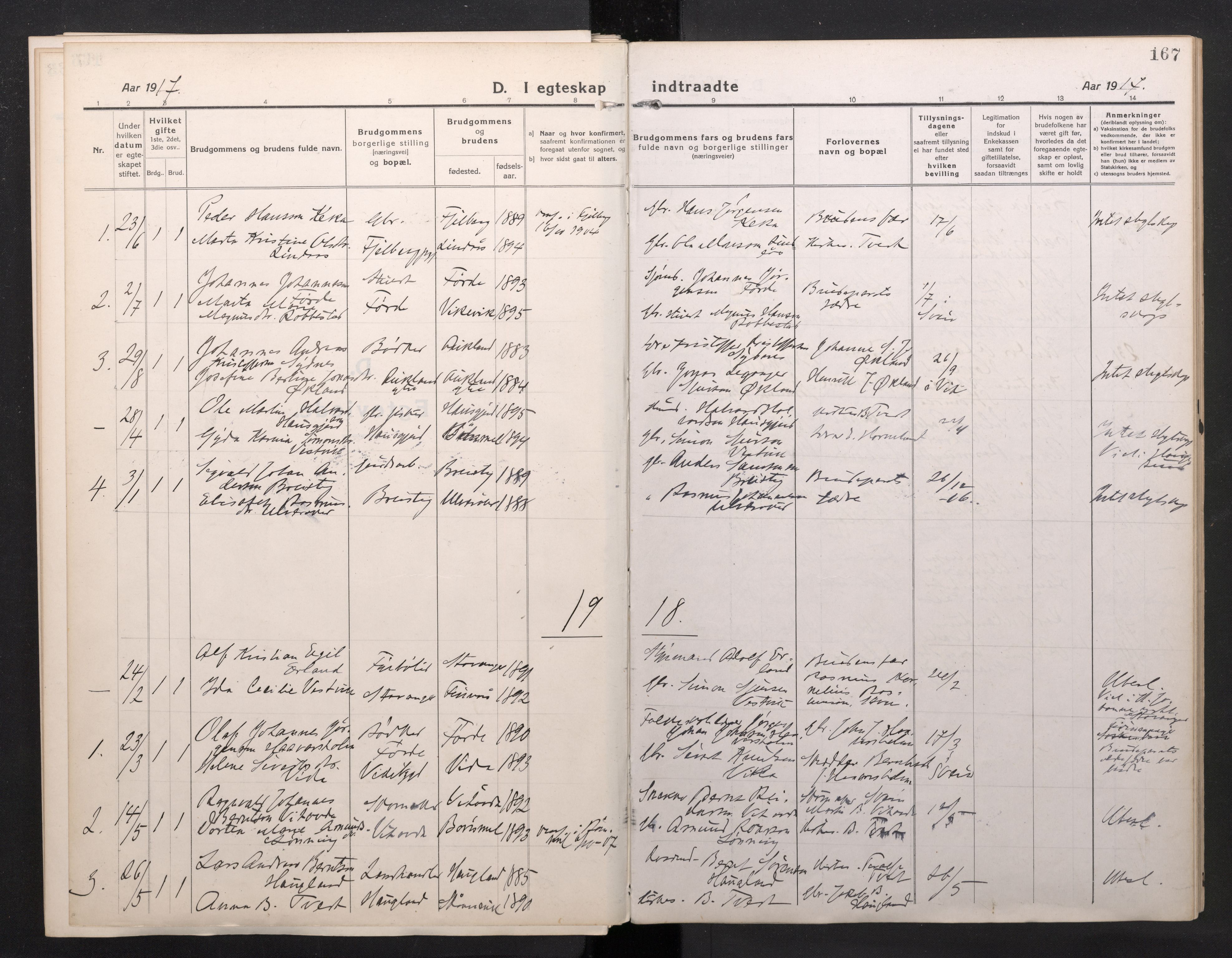 Sveio Sokneprestembete, AV/SAB-A-78501/H/Haa: Parish register (official) no. C 4, 1917-1948, p. 167