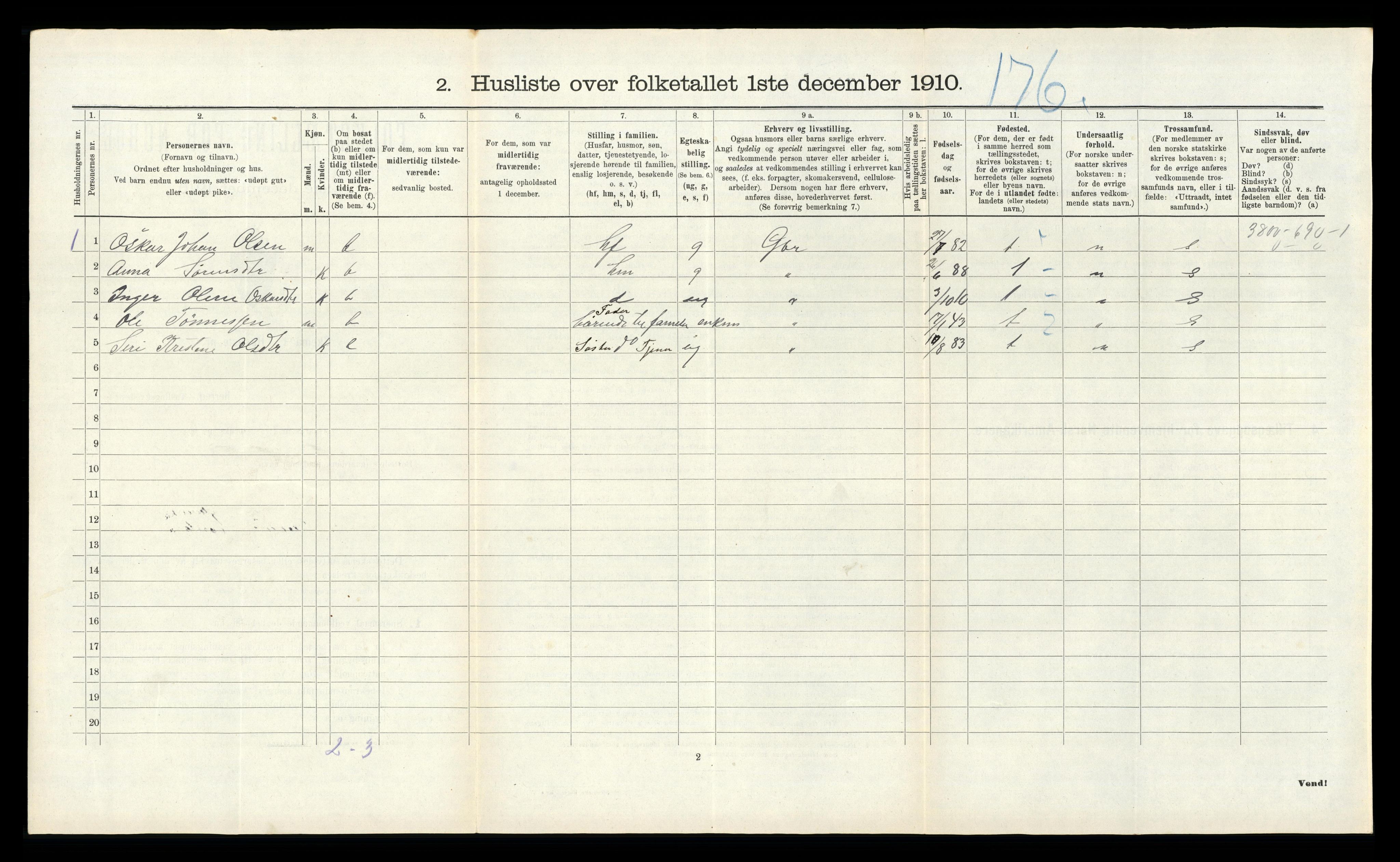 RA, 1910 census for Heskestad, 1910, p. 79