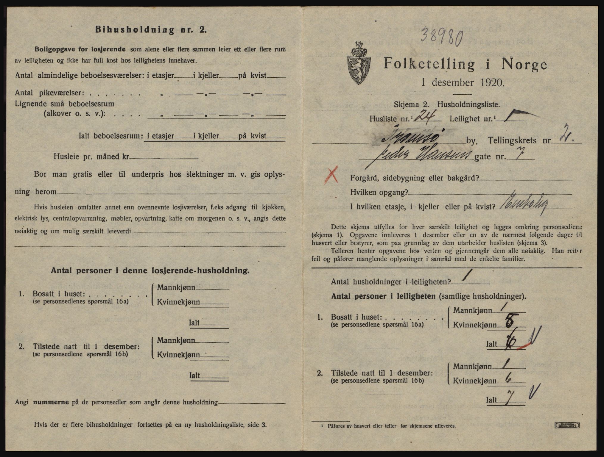 SATØ, 1920 census for Tromsø, 1920, p. 2891