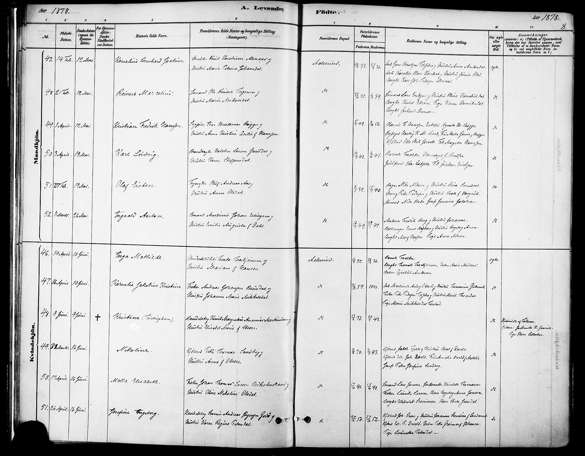 Ministerialprotokoller, klokkerbøker og fødselsregistre - Møre og Romsdal, AV/SAT-A-1454/529/L0454: Parish register (official) no. 529A04, 1878-1885, p. 8