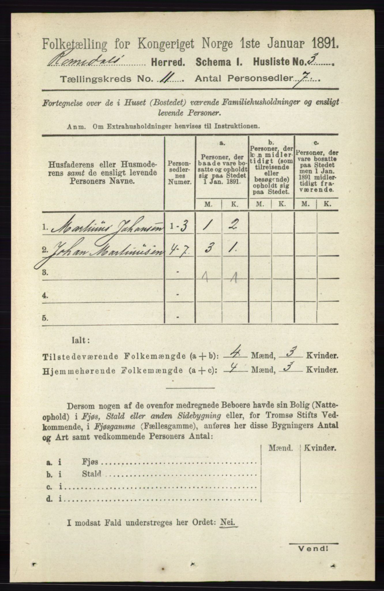 RA, 1891 census for 0416 Romedal, 1891, p. 5344