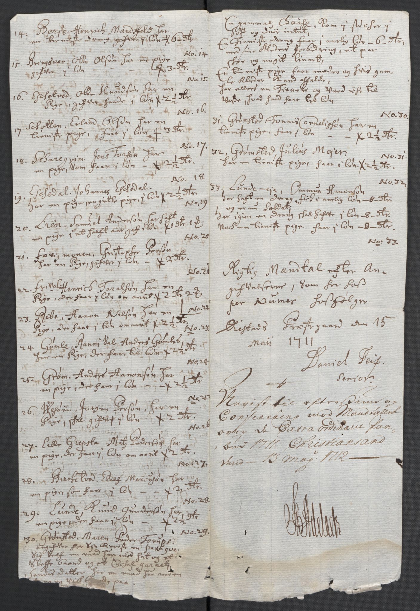 Rentekammeret inntil 1814, Reviderte regnskaper, Fogderegnskap, AV/RA-EA-4092/R39/L2319: Fogderegnskap Nedenes, 1710-1711, p. 500