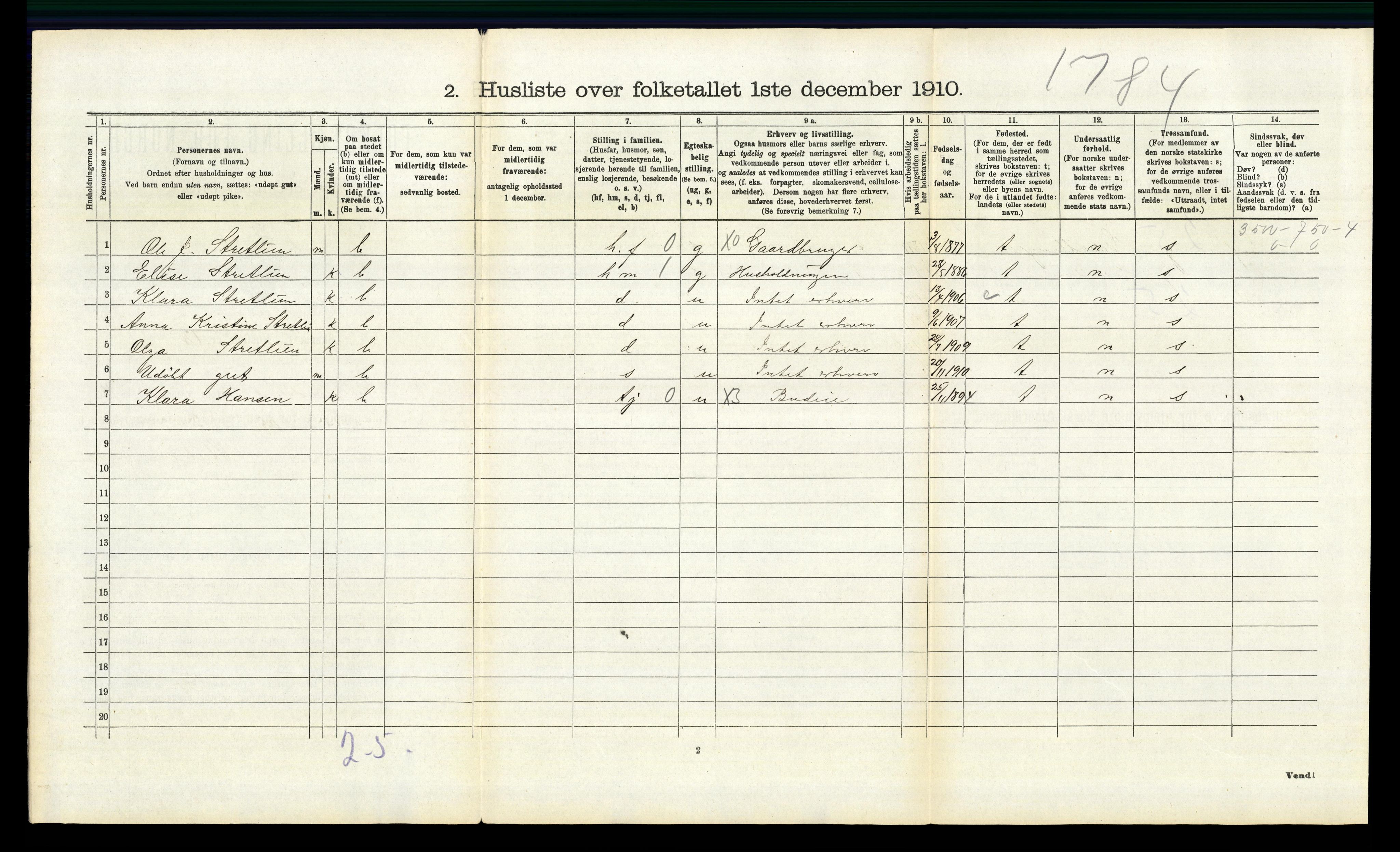 RA, 1910 census for Lille Elvedalen, 1910, p. 1062