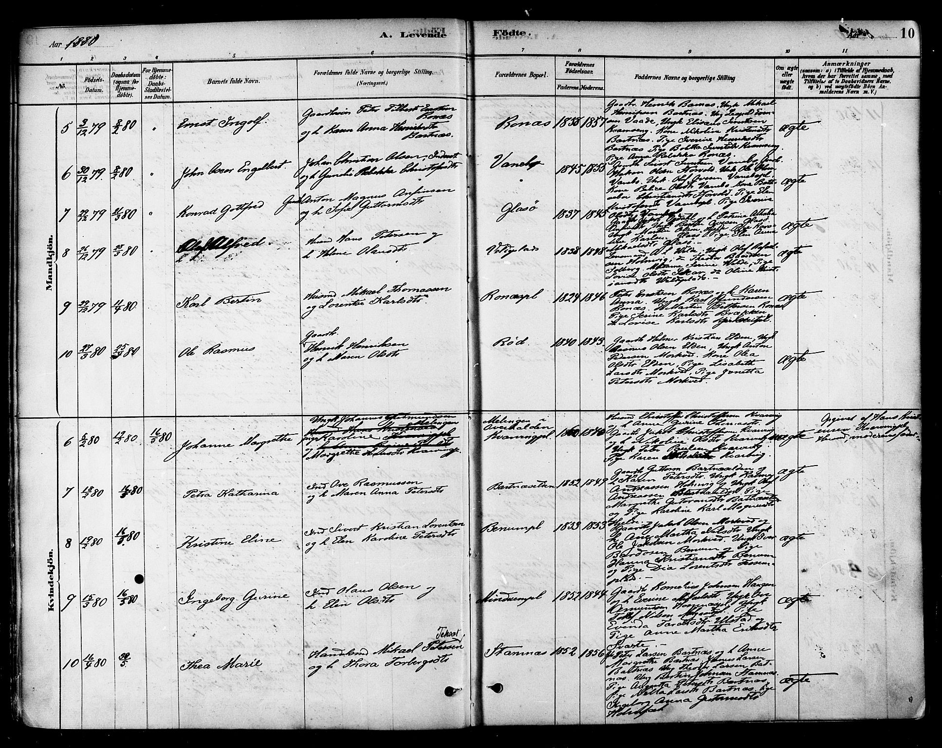 Ministerialprotokoller, klokkerbøker og fødselsregistre - Nord-Trøndelag, SAT/A-1458/741/L0395: Parish register (official) no. 741A09, 1878-1888, p. 10