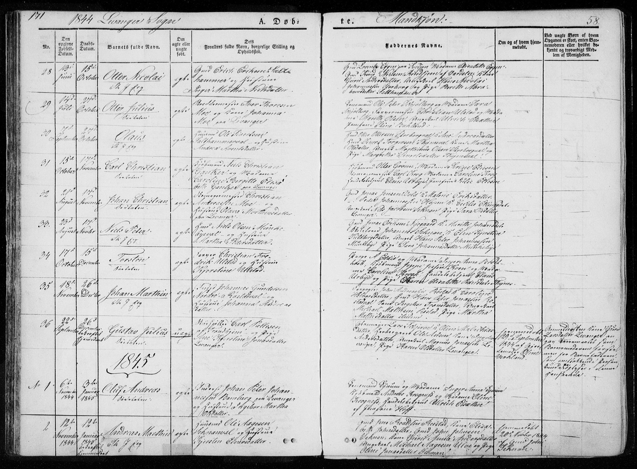 Ministerialprotokoller, klokkerbøker og fødselsregistre - Nord-Trøndelag, SAT/A-1458/720/L0183: Parish register (official) no. 720A01, 1836-1855, p. 58