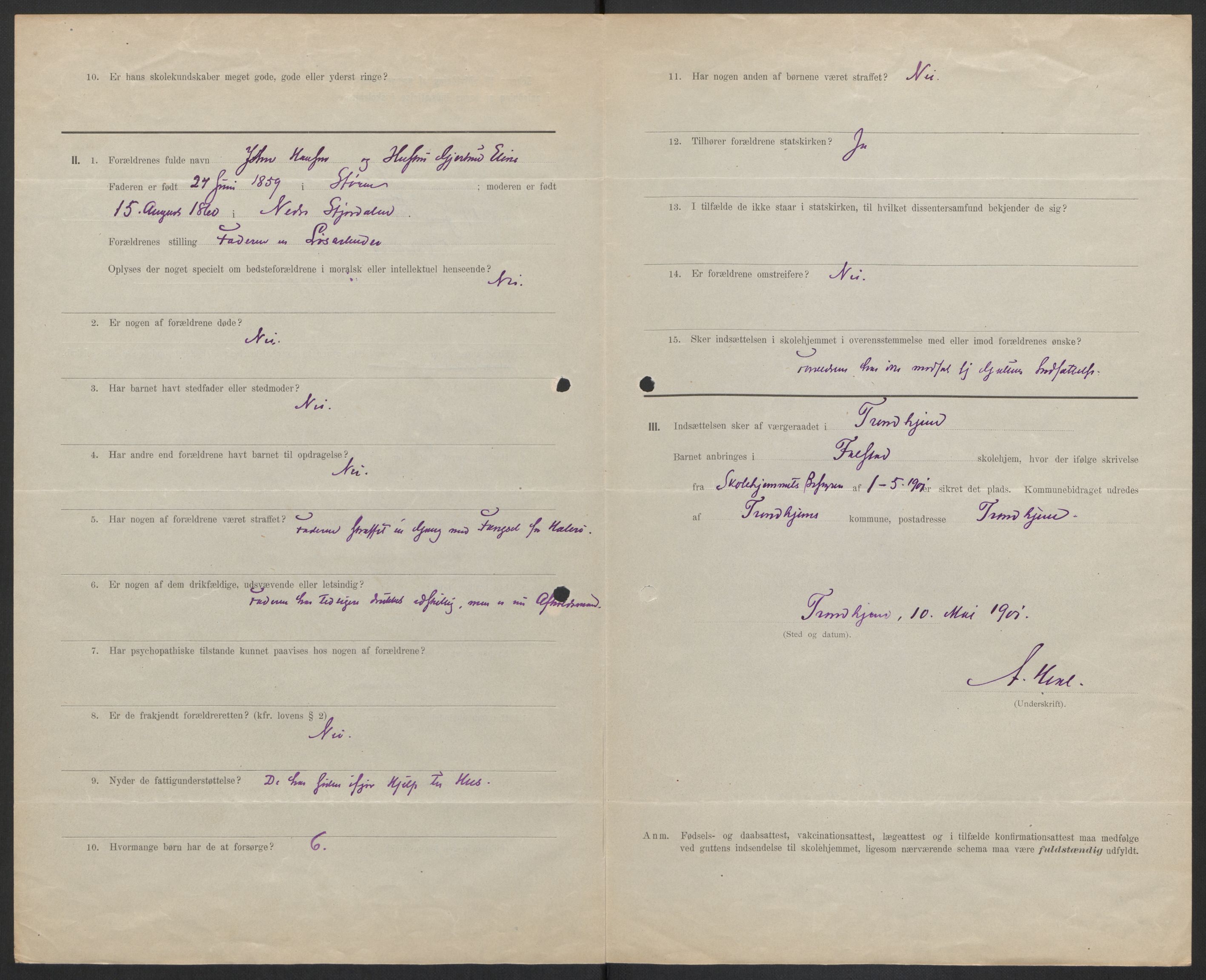 Falstad skolehjem, AV/RA-S-1676/E/Eb/L0004: Elevmapper løpenr. 81-98, 1901-1909, p. 3