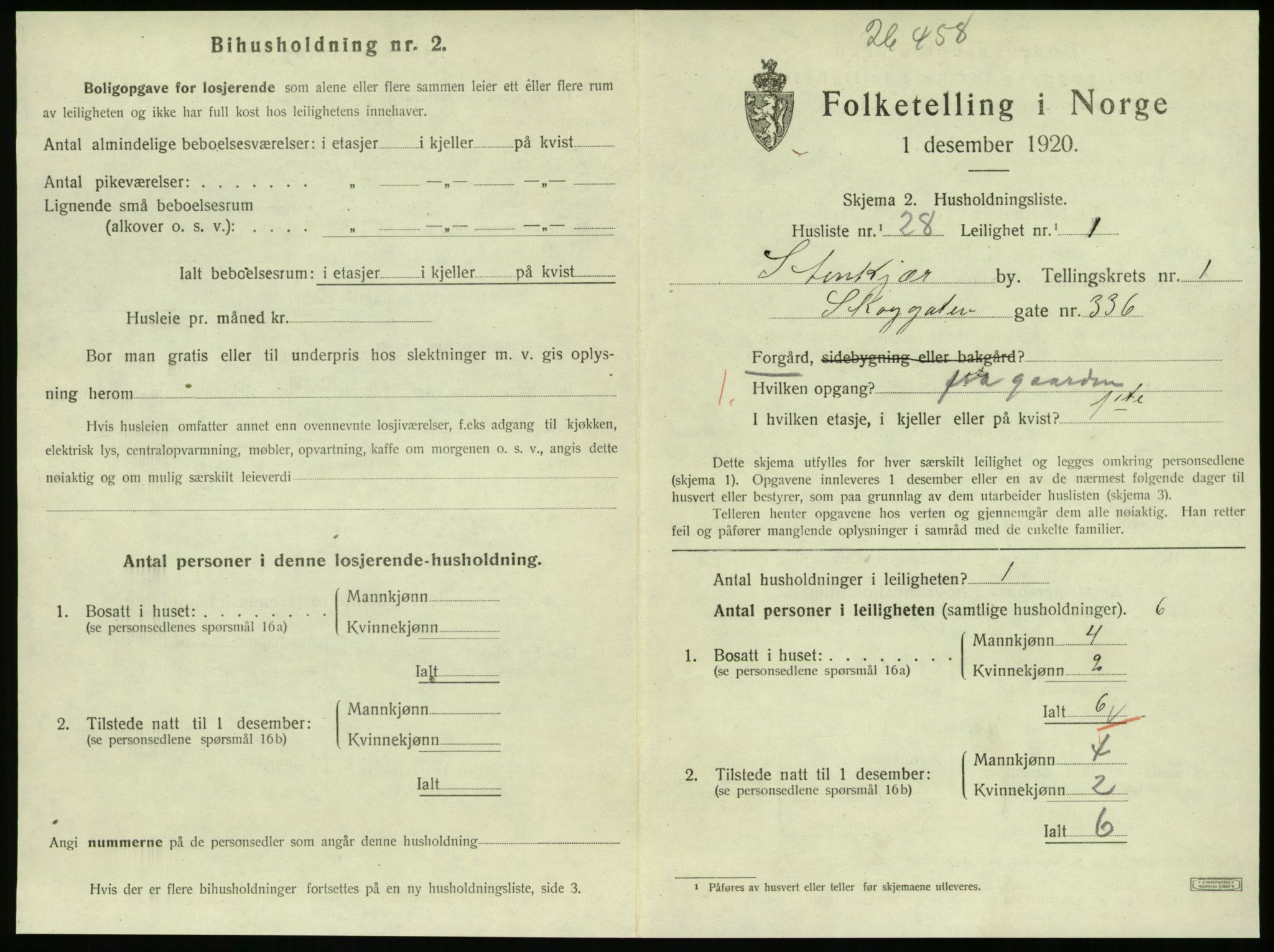 SAT, 1920 census for Steinkjer, 1920, p. 1132