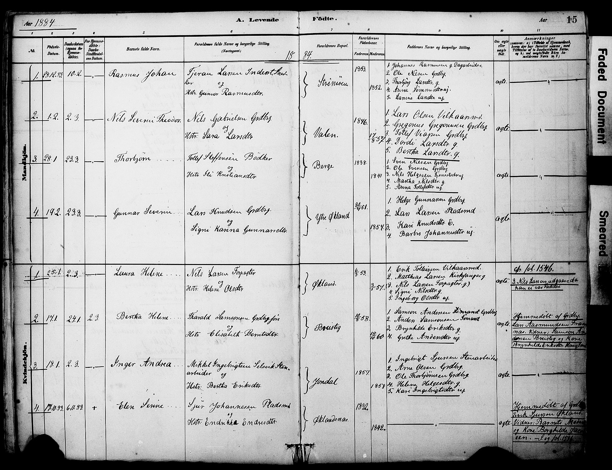 Sveio Sokneprestembete, SAB/A-78501/H/Haa: Parish register (official) no. C 2, 1881-1899, p. 15