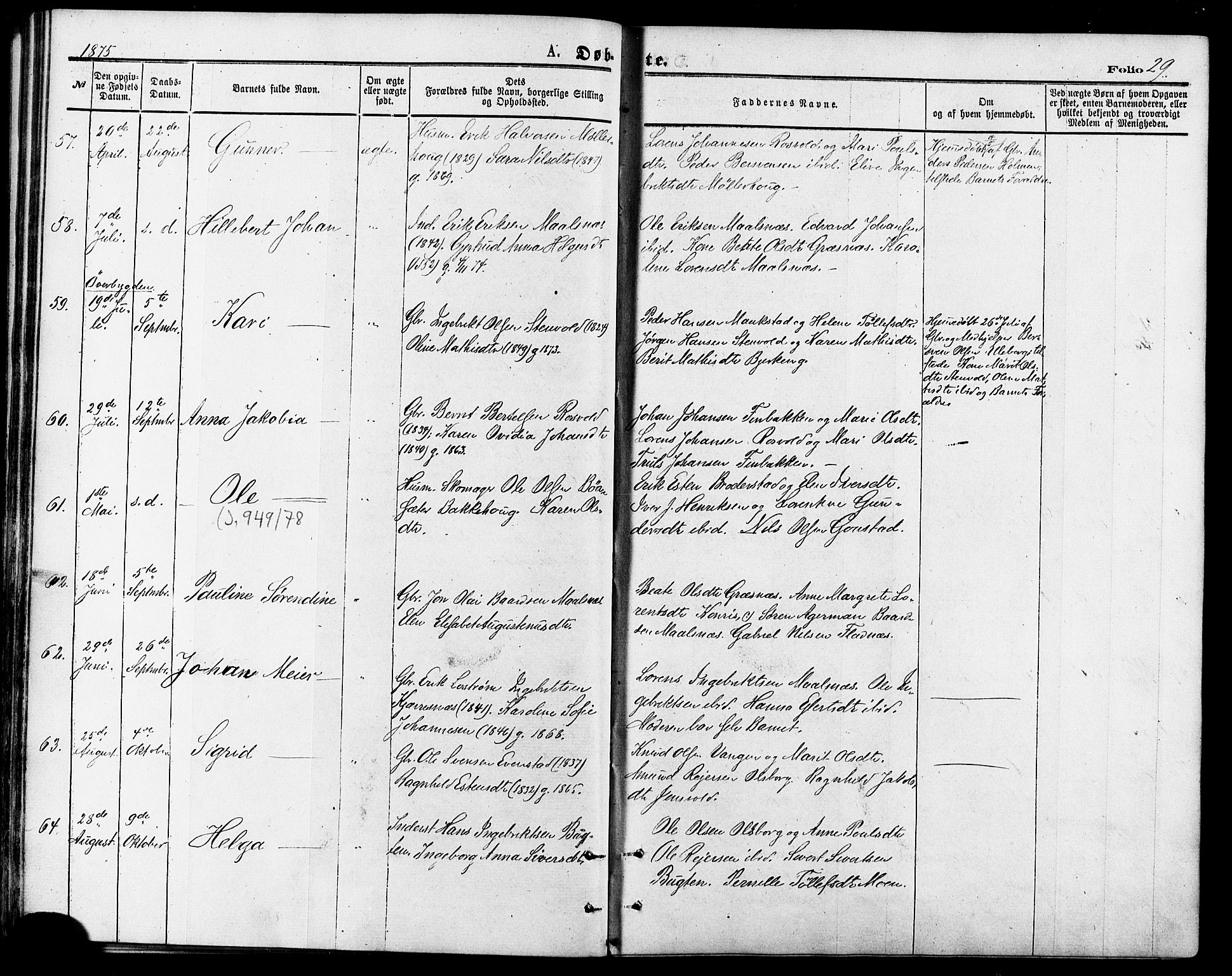 Målselv sokneprestembete, AV/SATØ-S-1311/G/Ga/Gaa/L0005kirke: Parish register (official) no. 5, 1872-1884, p. 29