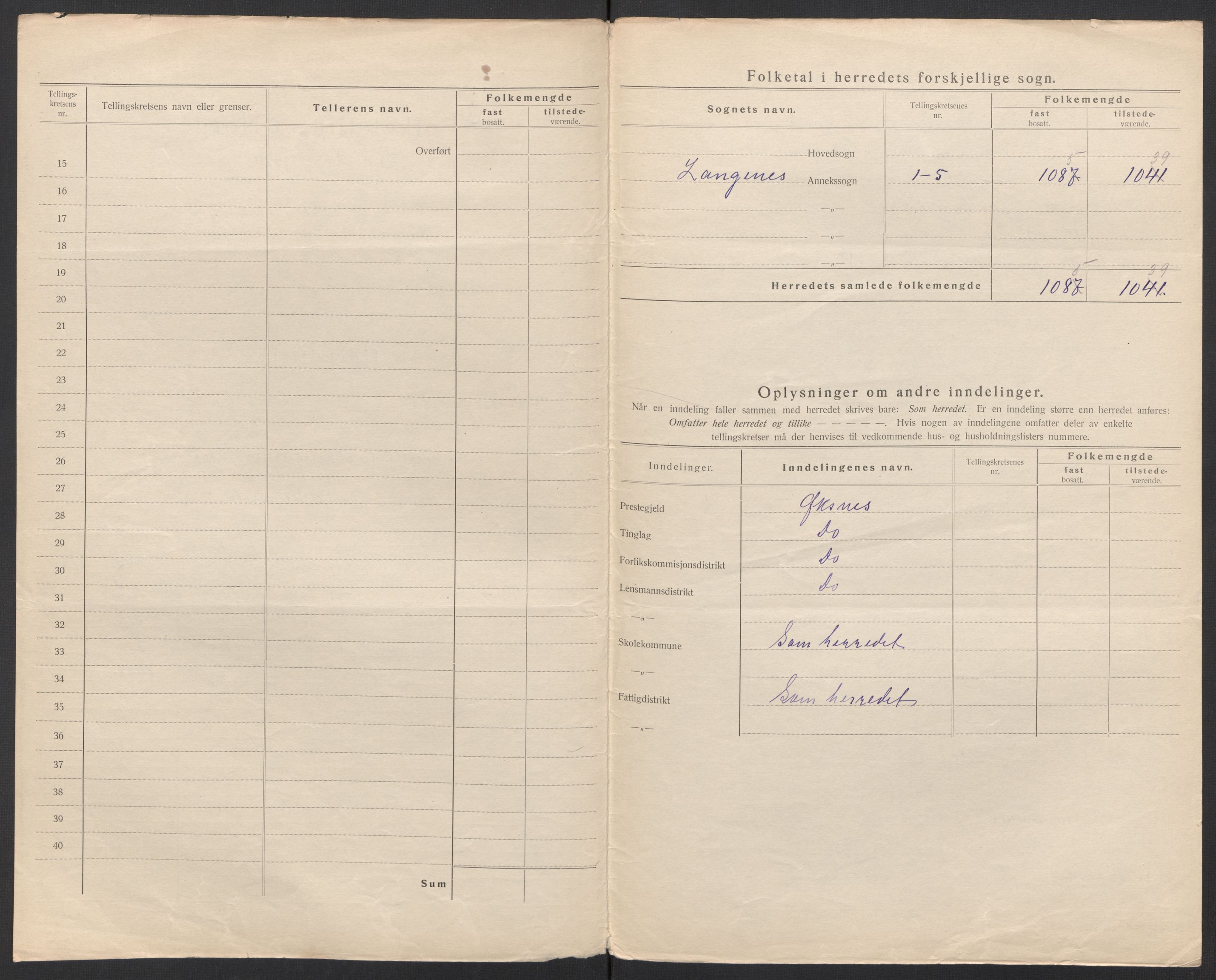 SAT, 1920 census for Langenes, 1920, p. 7