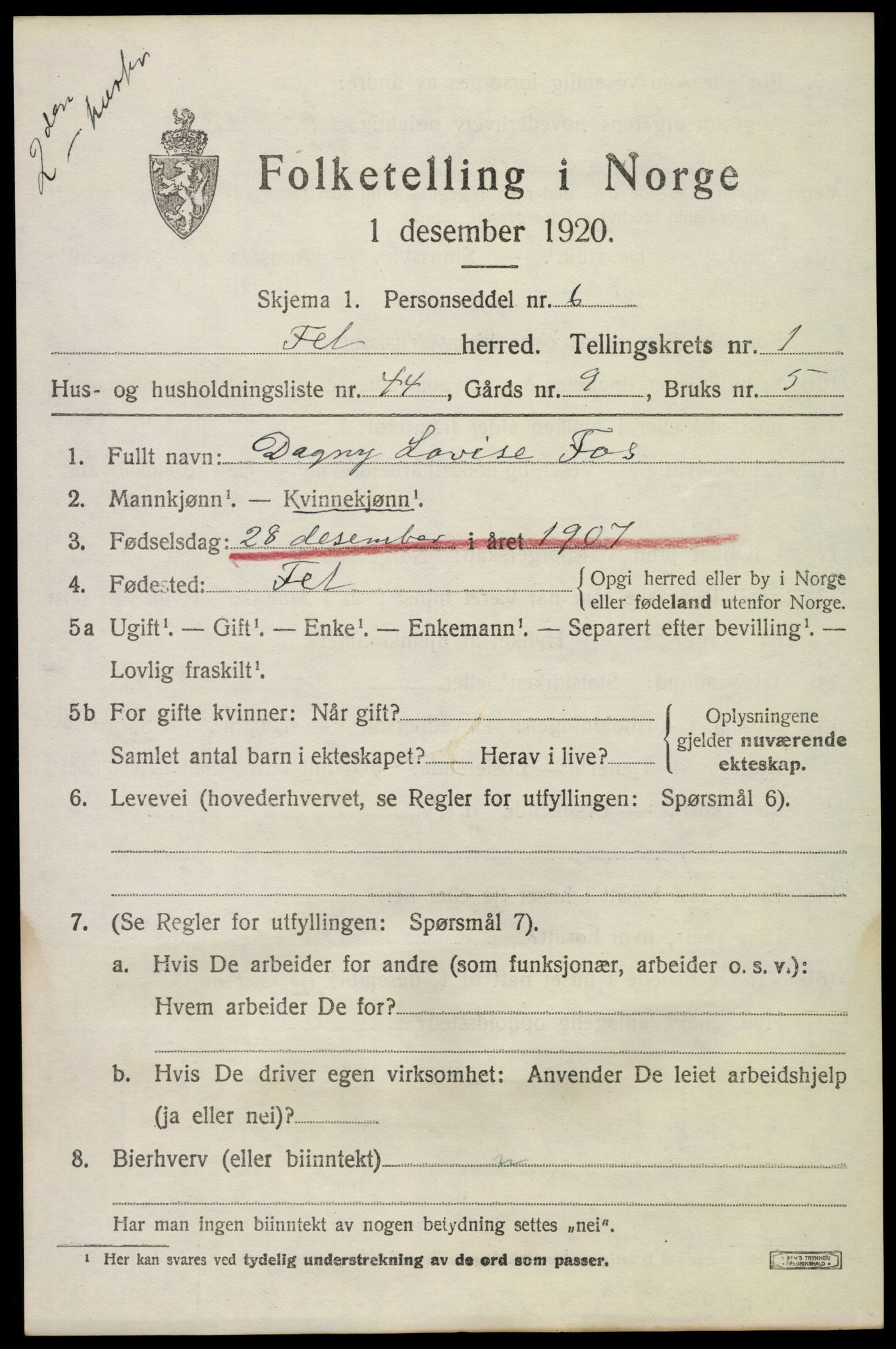 SAO, 1920 census for Fet, 1920, p. 2366