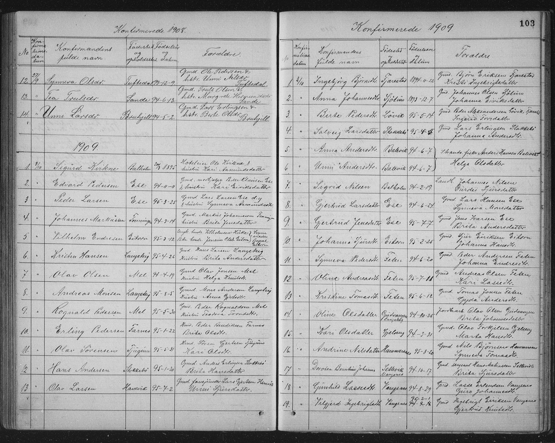 Balestrand sokneprestembete, AV/SAB-A-79601/H/Hab/Haba/L0002: Parish register (copy) no. A 2, 1880-1919, p. 103