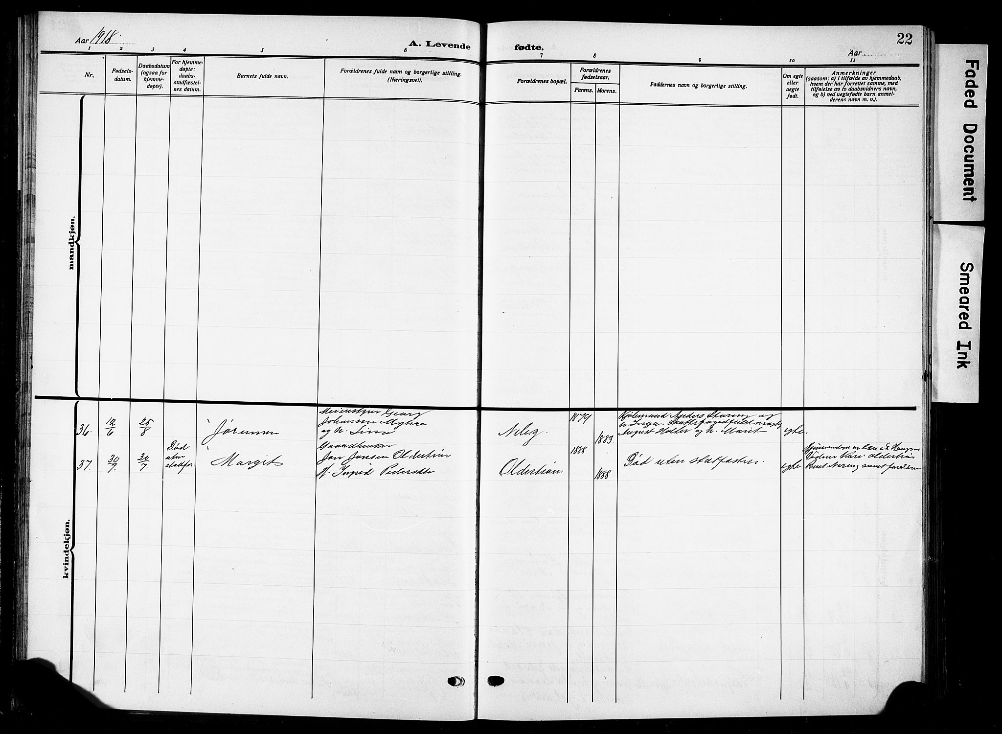 Tynset prestekontor, SAH/PREST-058/H/Ha/Hab/L0011: Parish register (copy) no. 11, 1915-1930, p. 22
