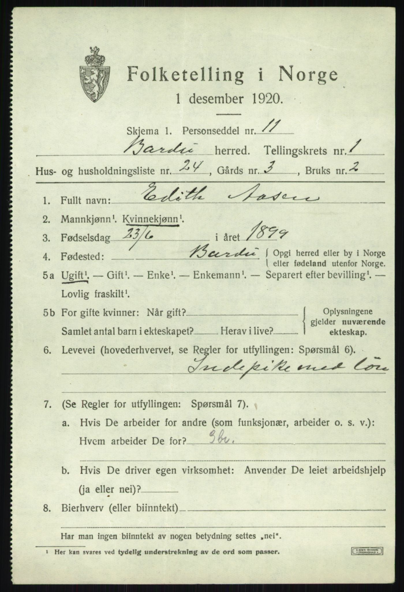 SATØ, 1920 census for Bardu, 1920, p. 944