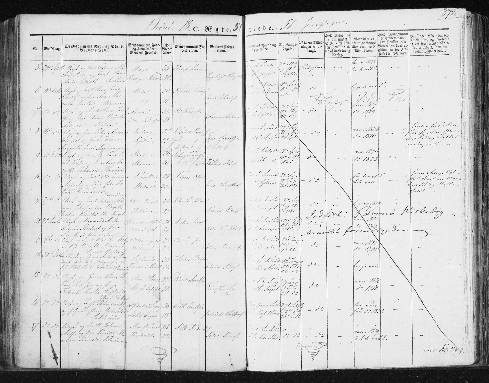 Ministerialprotokoller, klokkerbøker og fødselsregistre - Nordland, SAT/A-1459/813/L0198: Parish register (official) no. 813A08, 1834-1874, p. 372