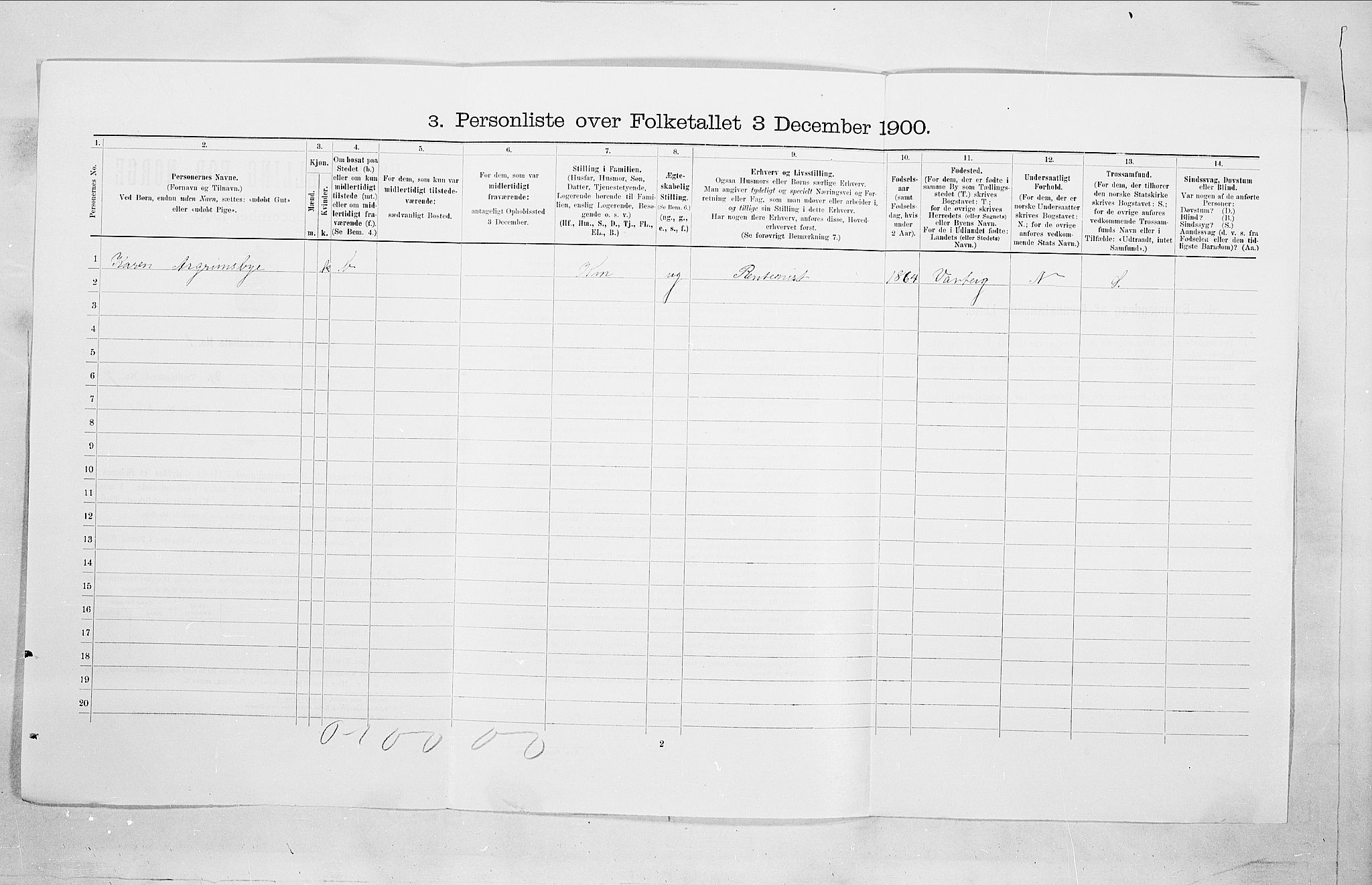 SAO, 1900 census for Sarpsborg, 1900