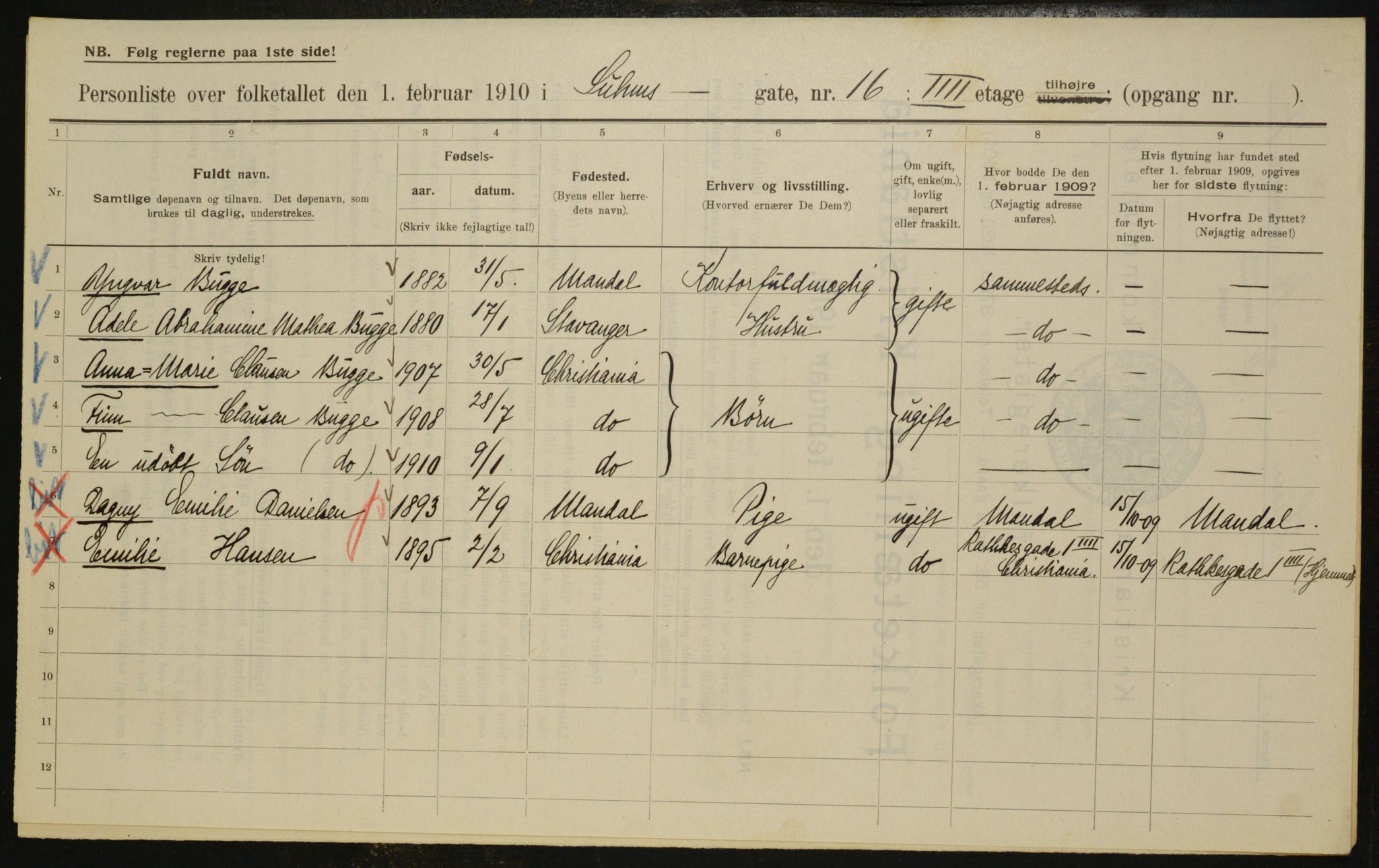 OBA, Municipal Census 1910 for Kristiania, 1910, p. 99304