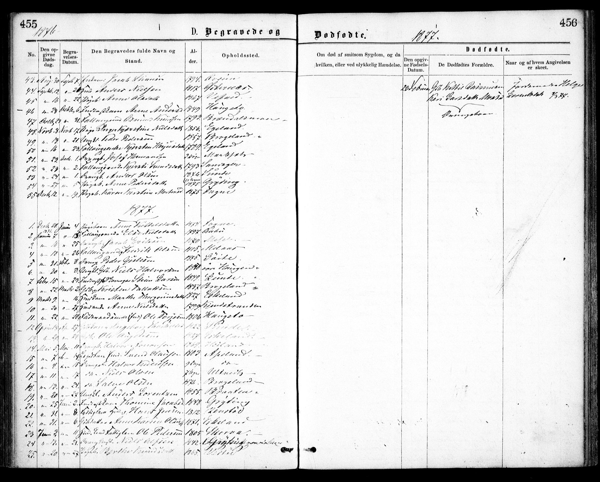 Gjerstad sokneprestkontor, SAK/1111-0014/F/Fa/Faa/L0008: Parish register (official) no. A 8, 1876-1884, p. 455-456