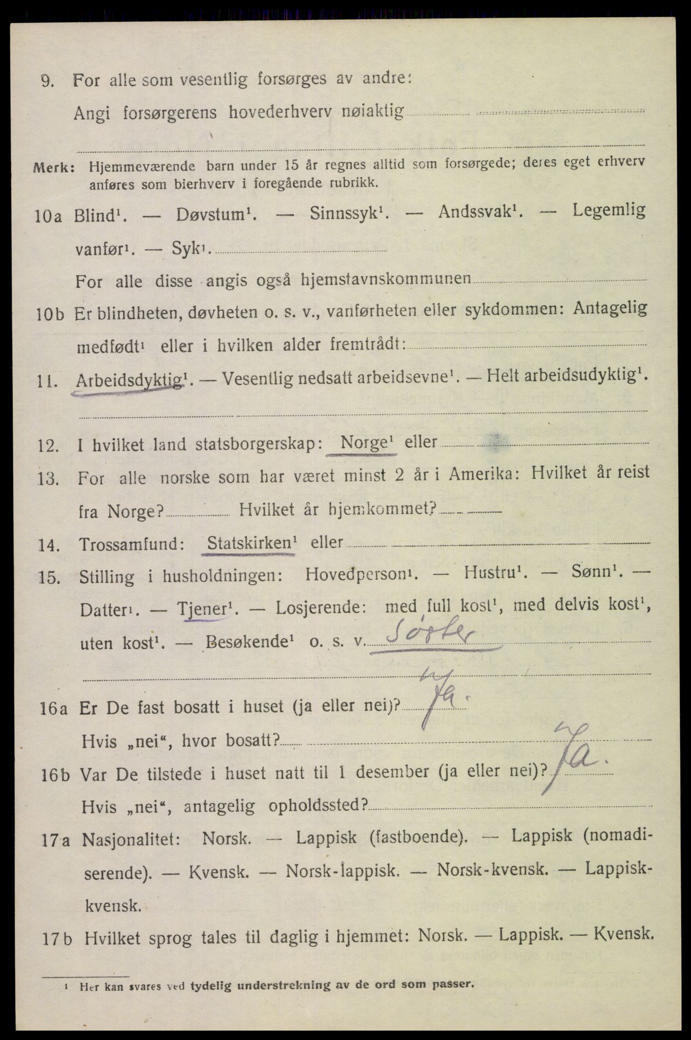 SAT, 1920 census for Værøy, 1920, p. 990