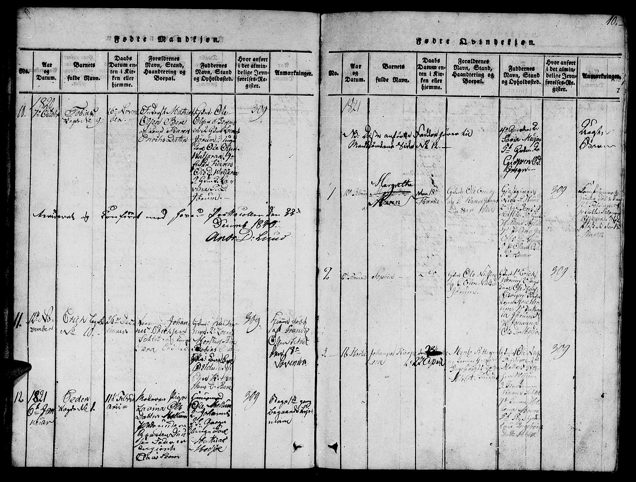 Ministerialprotokoller, klokkerbøker og fødselsregistre - Nord-Trøndelag, SAT/A-1458/758/L0521: Parish register (copy) no. 758C01, 1816-1825, p. 10