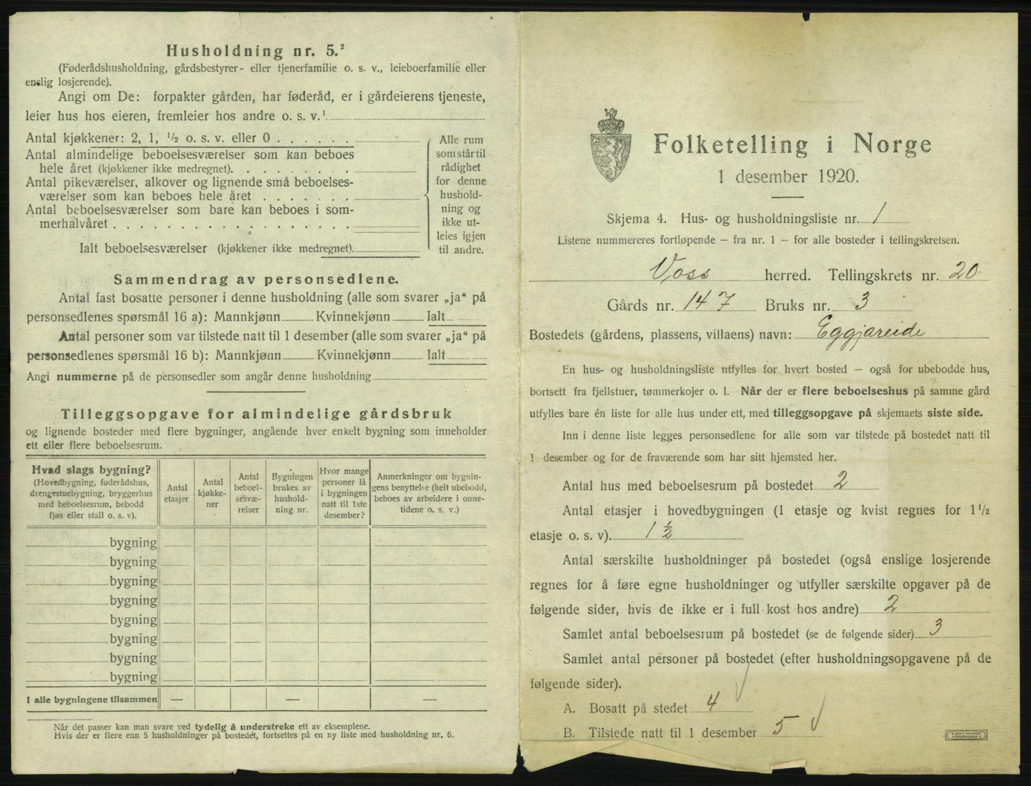 SAB, 1920 census for Voss, 1920, p. 1817