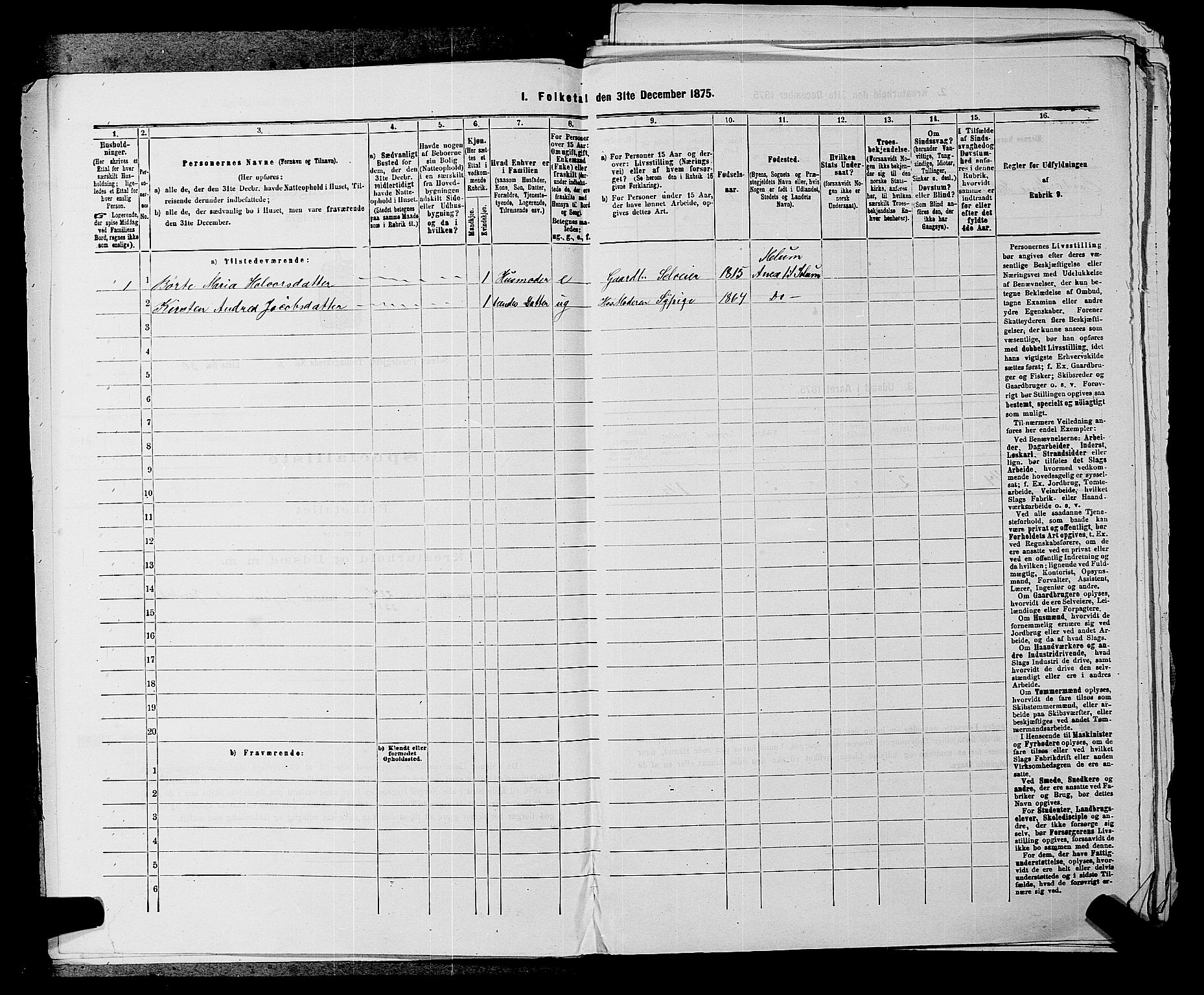 SAKO, 1875 census for 0818P Solum, 1875, p. 1526