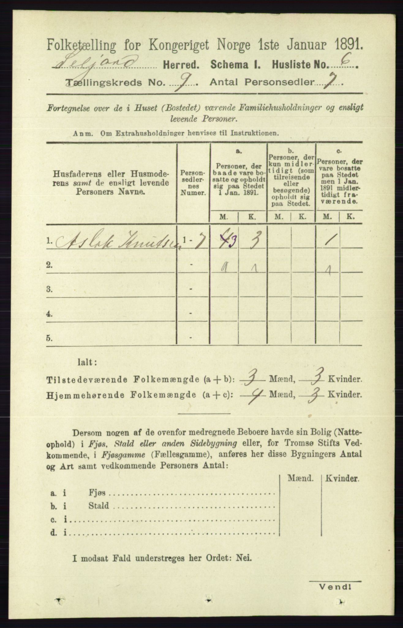 RA, 1891 census for 0828 Seljord, 1891, p. 3130