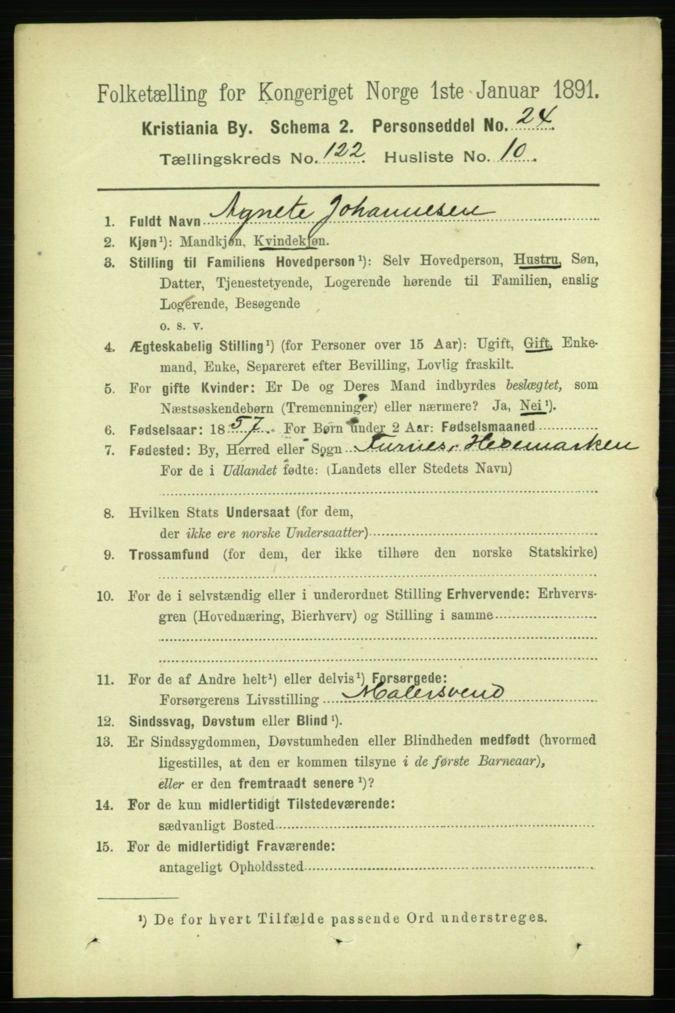 RA, 1891 census for 0301 Kristiania, 1891, p. 65051