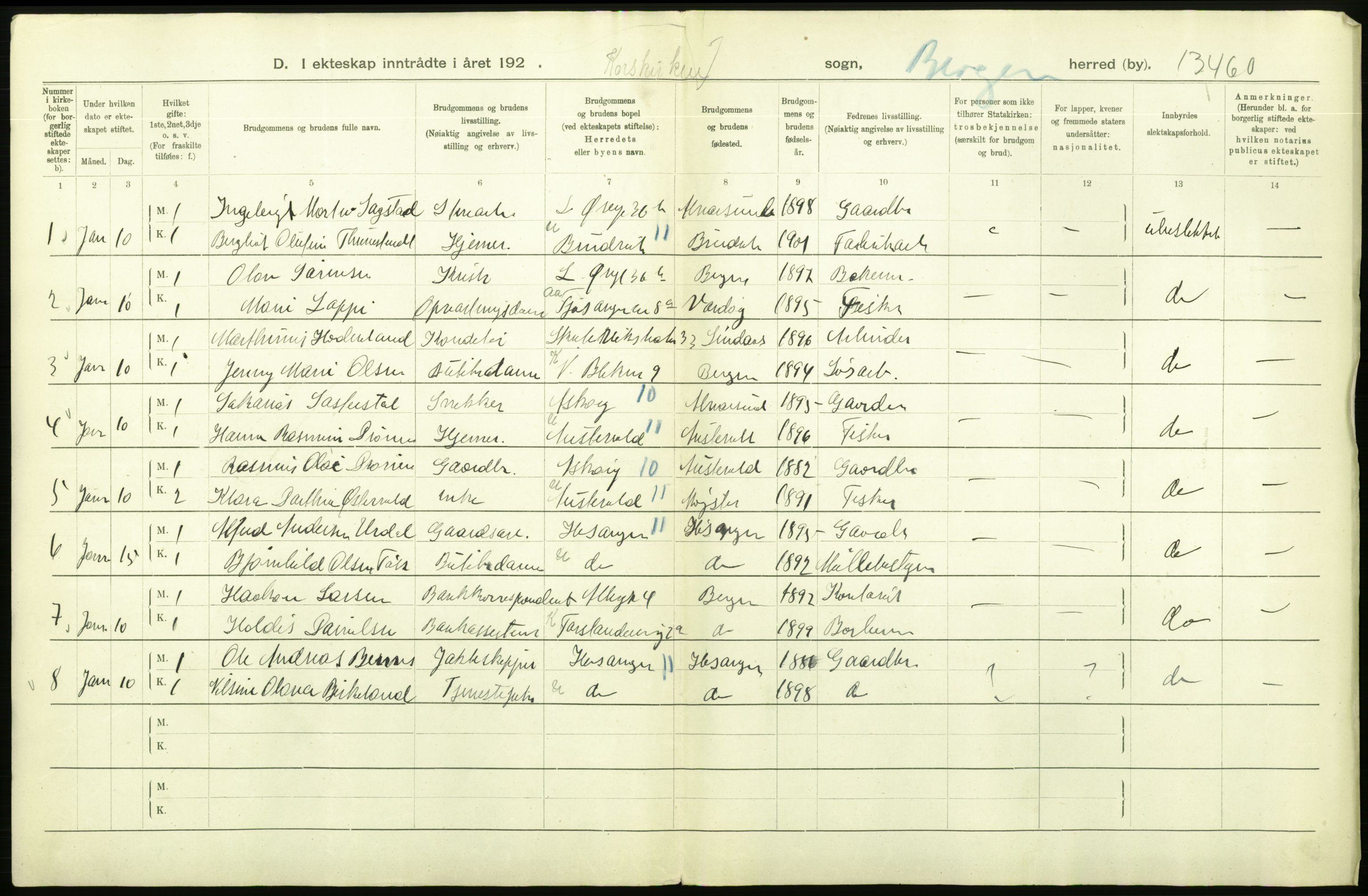 Statistisk sentralbyrå, Sosiodemografiske emner, Befolkning, AV/RA-S-2228/D/Df/Dfb/Dfbj/L0042: Bergen: Gifte, døde, dødfødte., 1920, p. 216